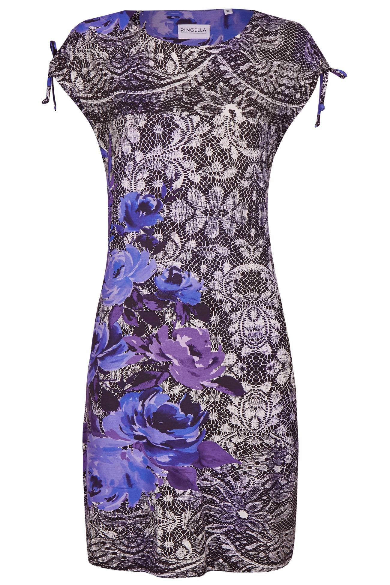 Ringella Beach Damen Nachthemd Strandkleid ohne Arm 221046 Violett Gr. 38 S Muster 