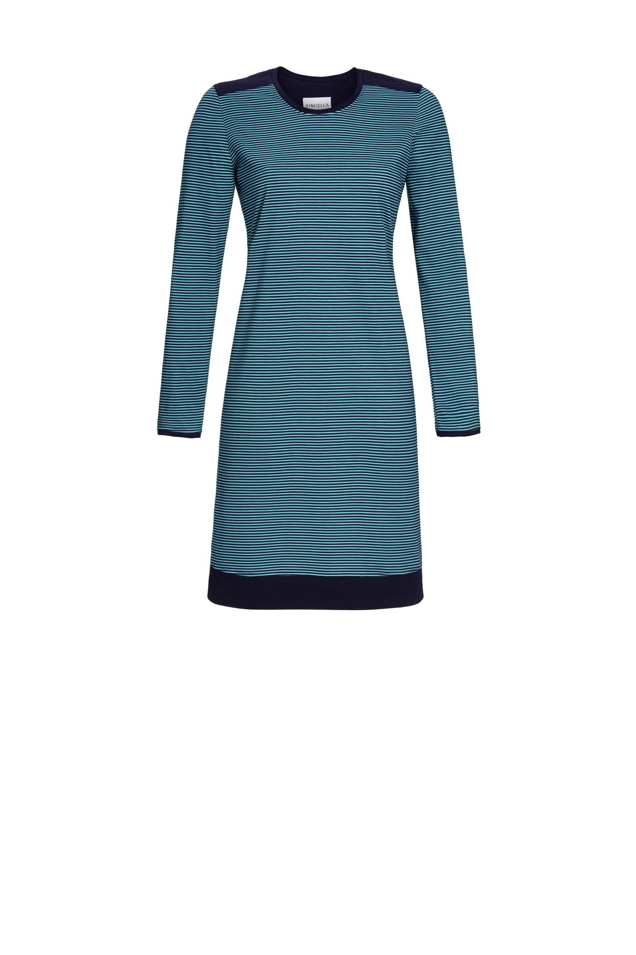 Ringella Damen Nachthemd Langarm in Bermuda Blau Gr. 36 100% Baumwolle
