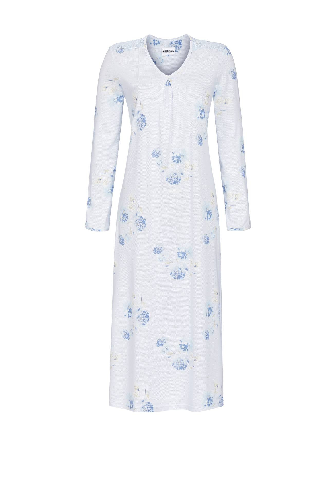Ringella Damen Nachthemd Langarm Gr. 36 46 50 Baumwolle Modal in Bleu