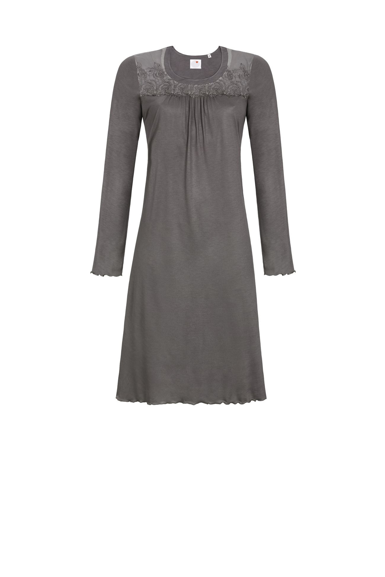 Ringella Damen Nachthemd Langarm Baumwolle Modal in Taupe Grau La plus belle