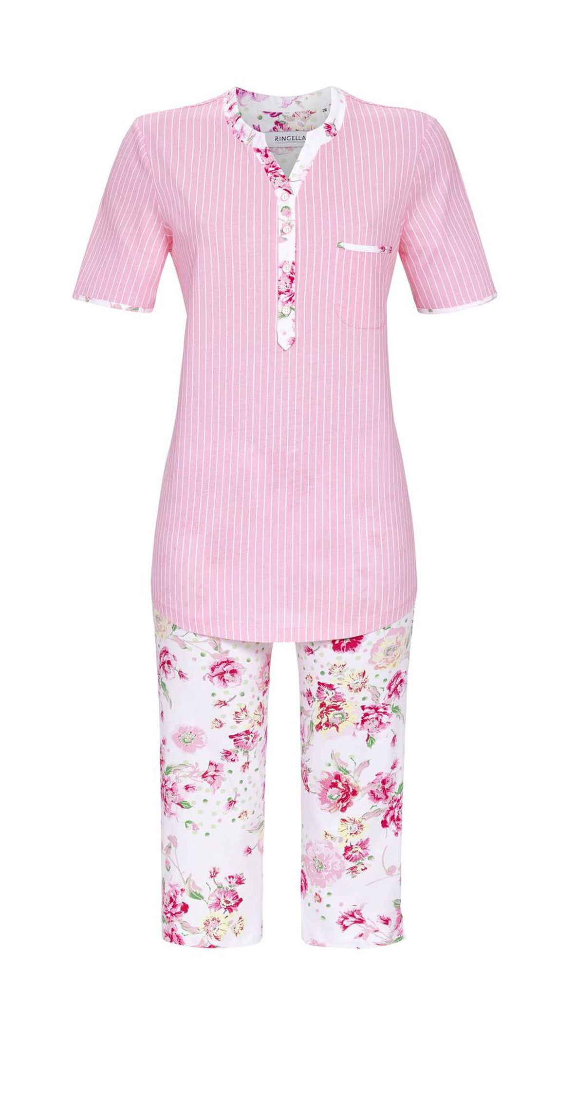 Ringella Damen Shorty Schlafanzug Capri Nelke Kurzgröße 22/23