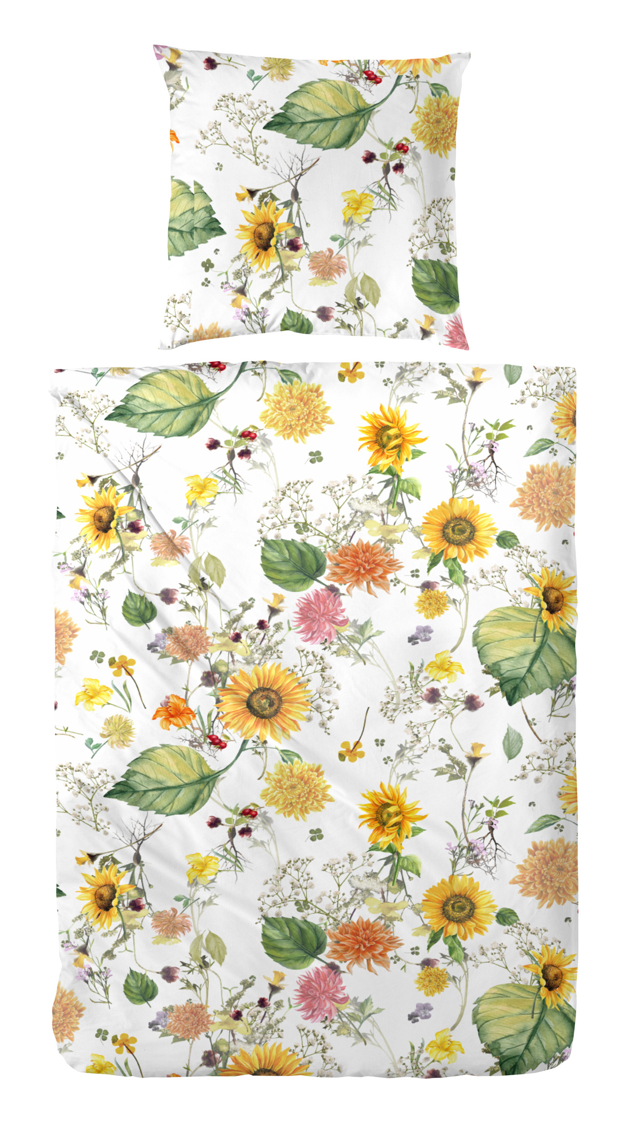 Primera Renforce Bettwäsche Bienenretter Sonnenblumen 135x200 mit 80x80 cm