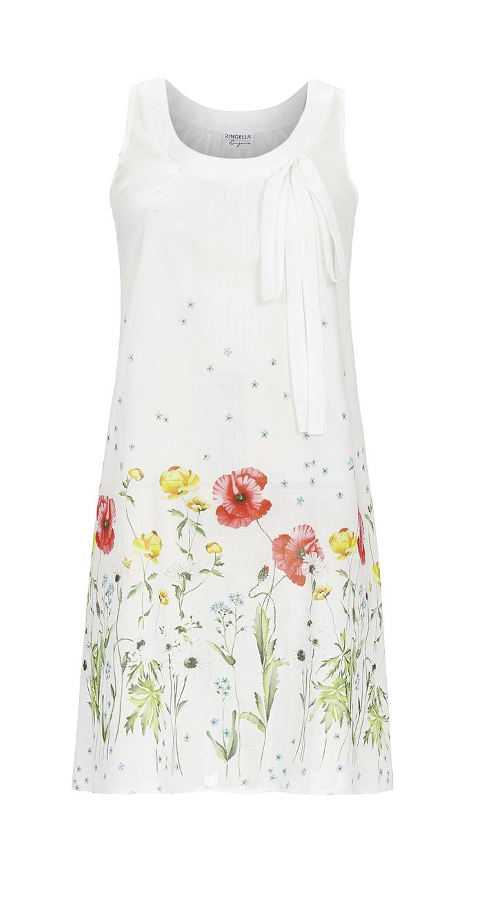 Ringella Damen Nachthemd 1266021 Weiß Ohne Arm Batist Voile