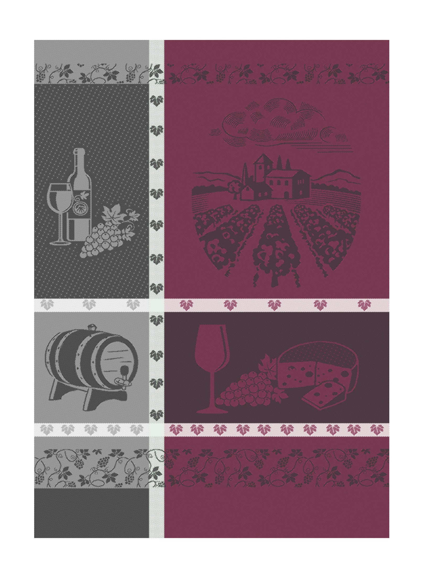 Ross Geschirrtuch Baumwolle in grau bordeaux Wein 50x70 cm