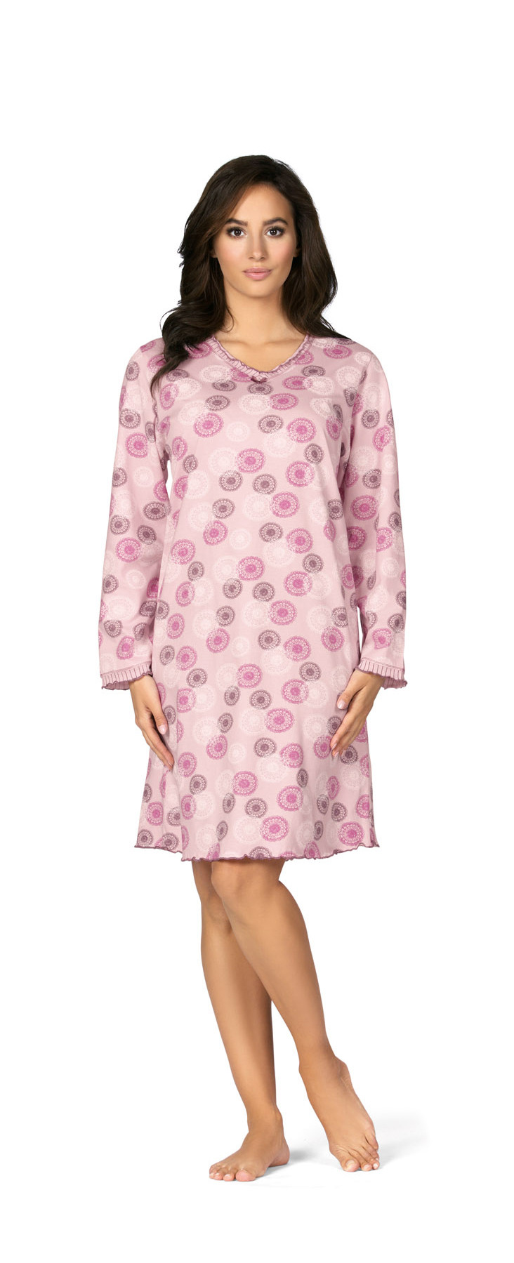 Comtessa Premium Nachthemd Damen langer Arm Rosa Taupe 36 38 40 42 44 46 48 50 52 54 S M L XL XXL XXXL