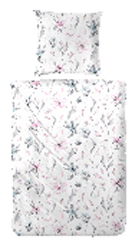 Seersucker Bettwäsche in Rosa Silber Grau Weiß Blumen 135x200 80x80 cm