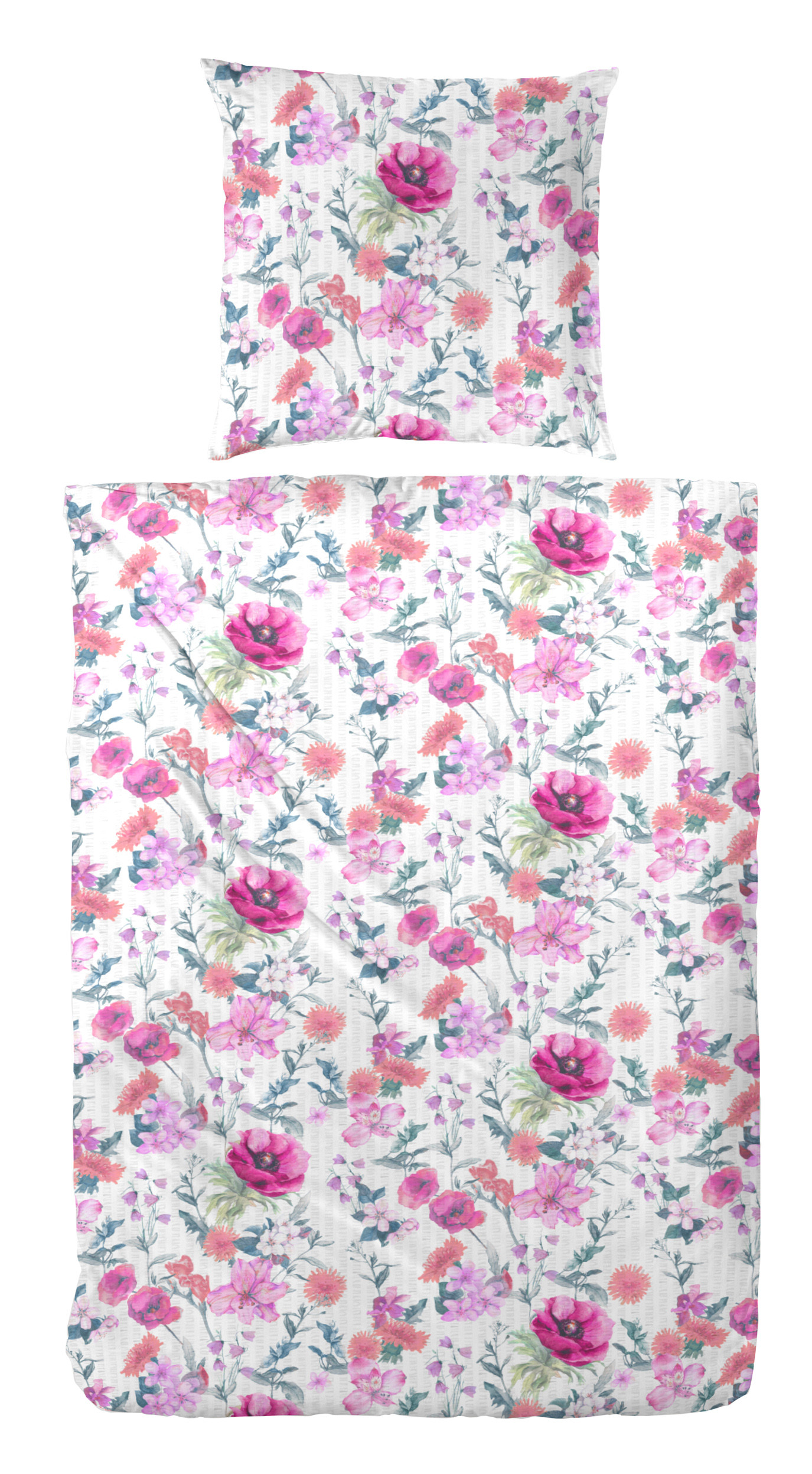 Primera Seersucker Bettwäsche in Rosen Blumen Rosa 155x220 80x80 cm