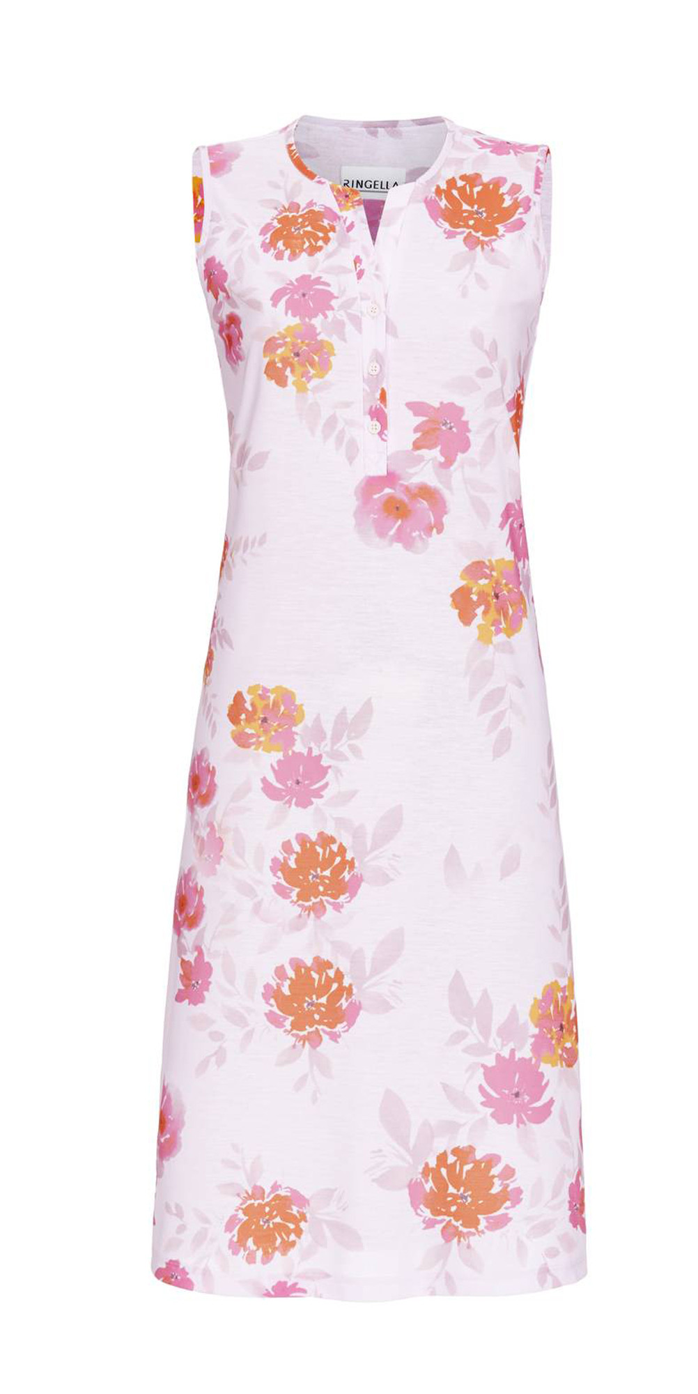 Ringella Damen Nachthemd 2211144 heavenely pink ohne Arm Gr. 38 Baumwolle Modal Muster