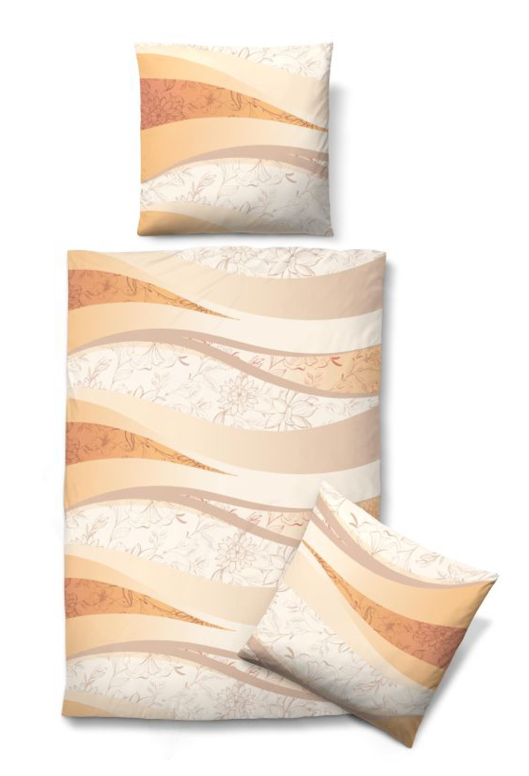 Biberna deluxe Biber Bettwäsche 135x200 80x80 cm in Apricot