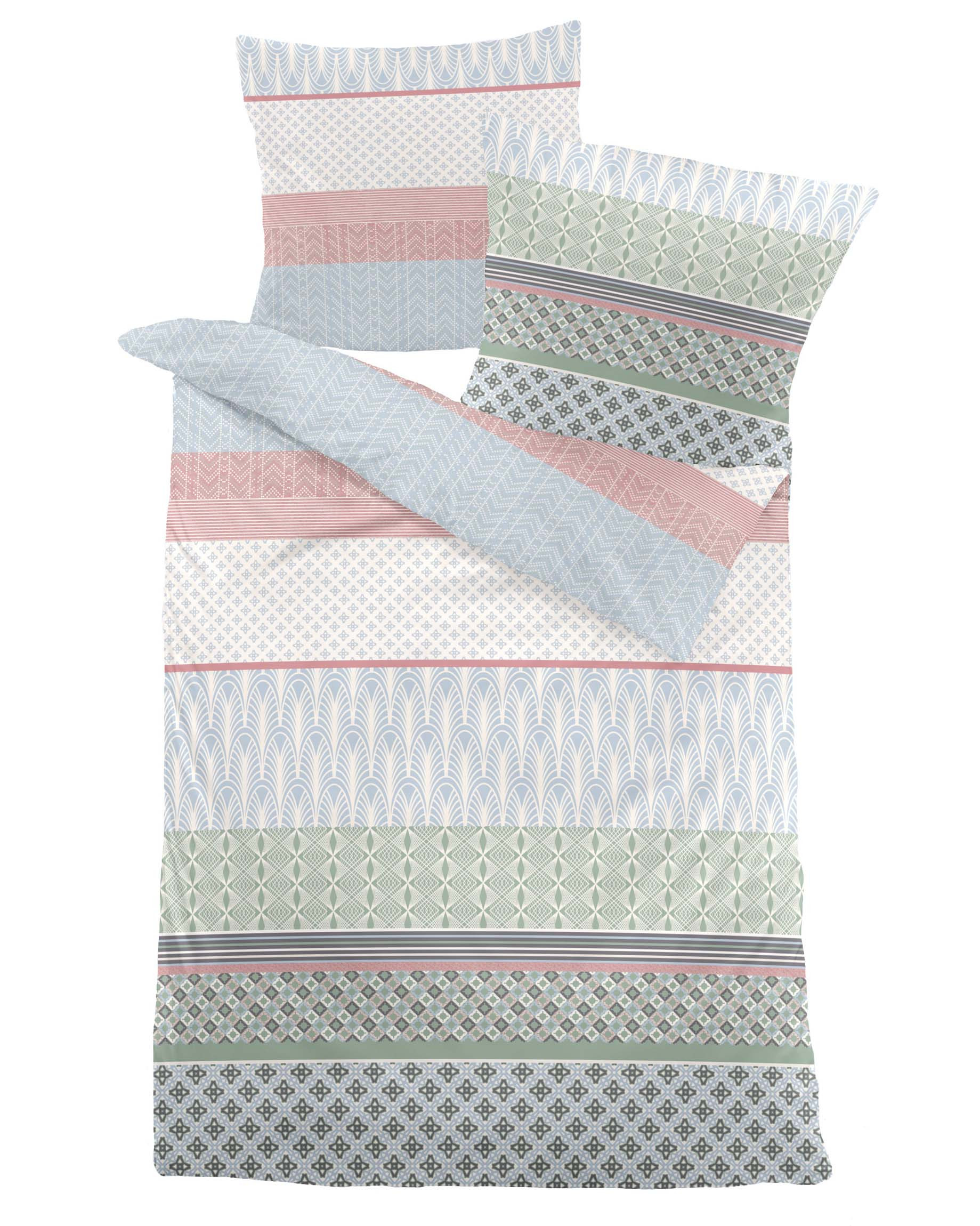 Dormisette Mako Satin Bettwäsche Grün Bleu 135x200 155x220 80x80 cm 