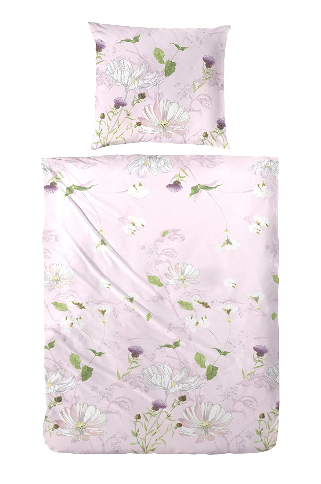 Primera Mako Satin Bettwäsche 135x200 80x80 cm in Zart Rosa