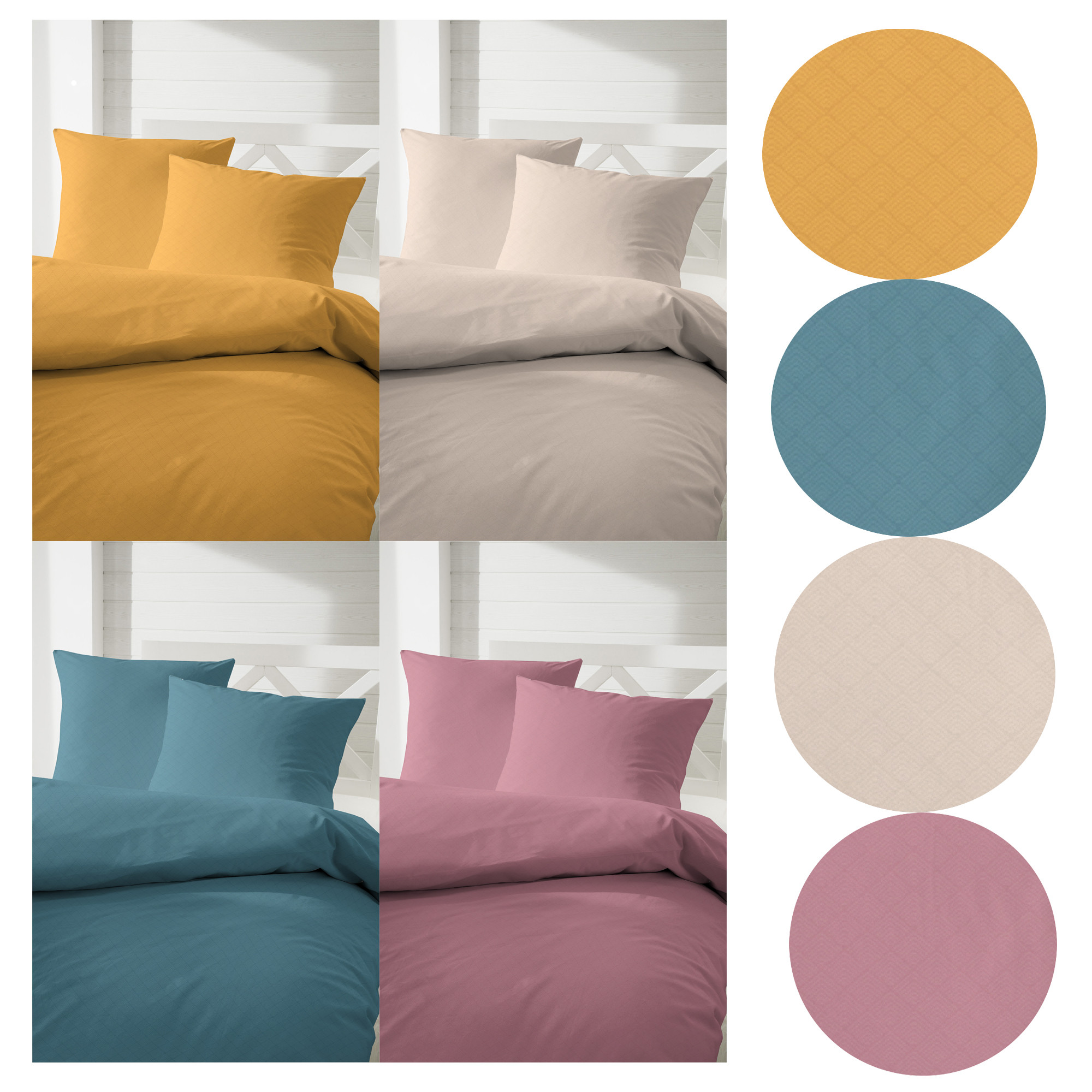 Primera Baumwolle Satin Bettwäsche Uni Mäander 135x200 oder 155x220 cm 