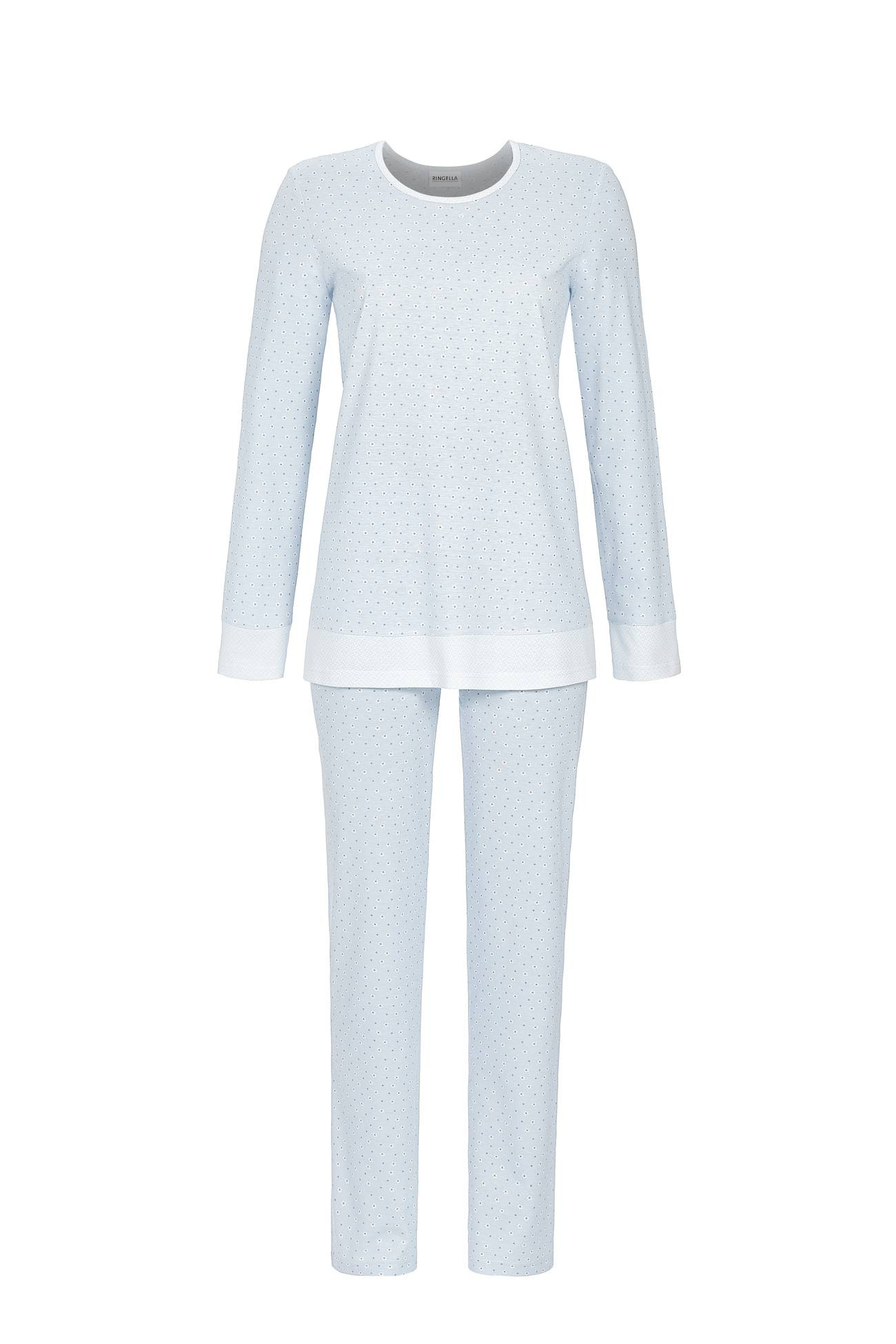 Ringella Damen Schlafanzug 2511222 Himmelblau Langer Arm 100% Baumwolle