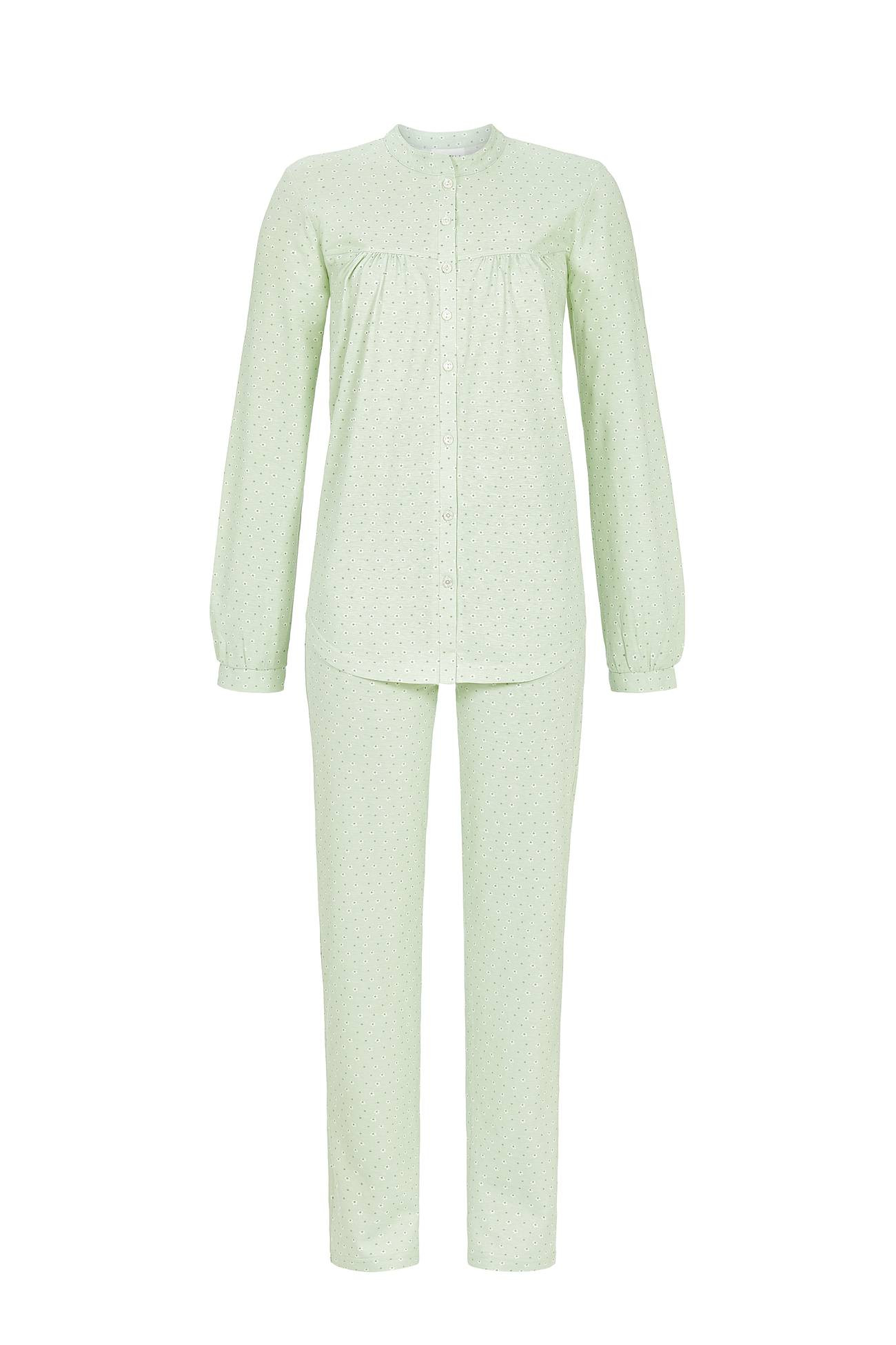 Ringella Damen Schlafanzug 2511223 Jade Langer Arm Knopfleiste 100% Baumwolle