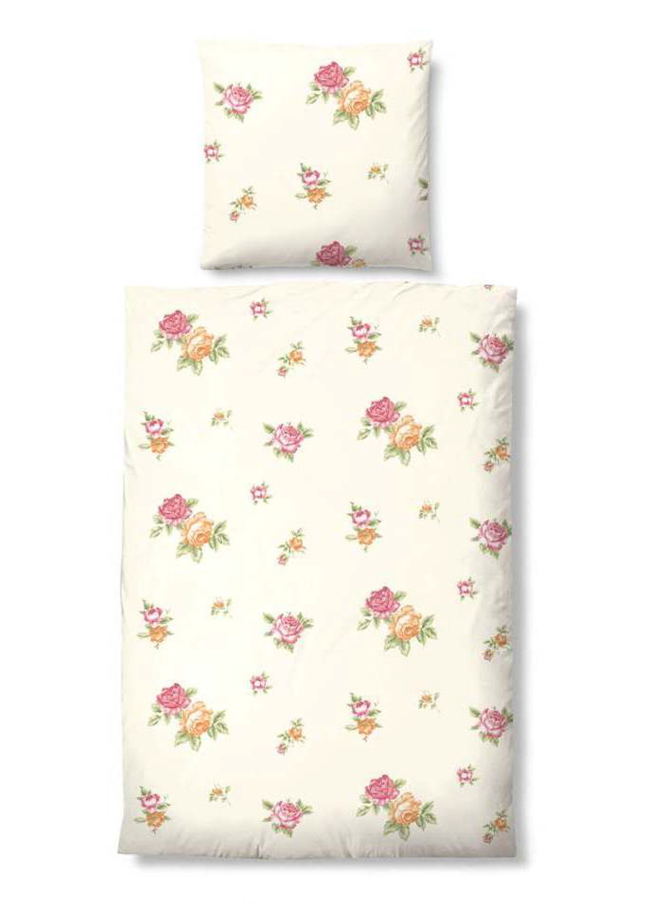 Biberna Castell Biber Bettwäsche Terra Natur Rosen 135x200 + 80x80 cm