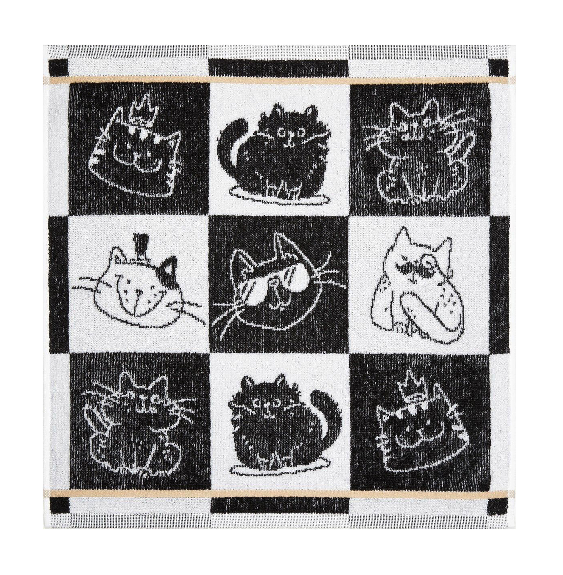Kracht Küchentuch Frottier Cool Cat in Schwarz Katzen