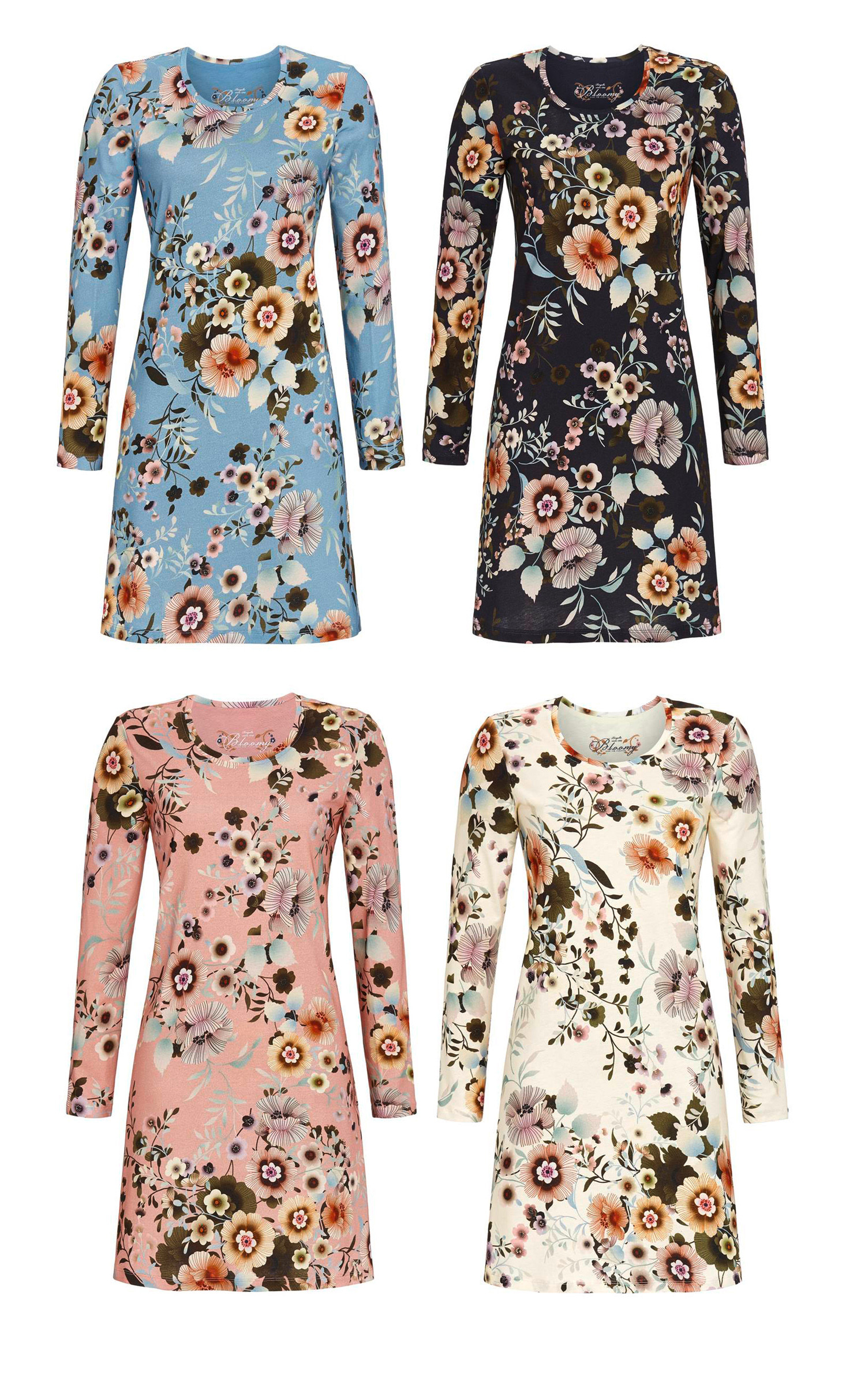 Ringella Bloomy Damen Nachthemd Langarm Baumwolle Modal
