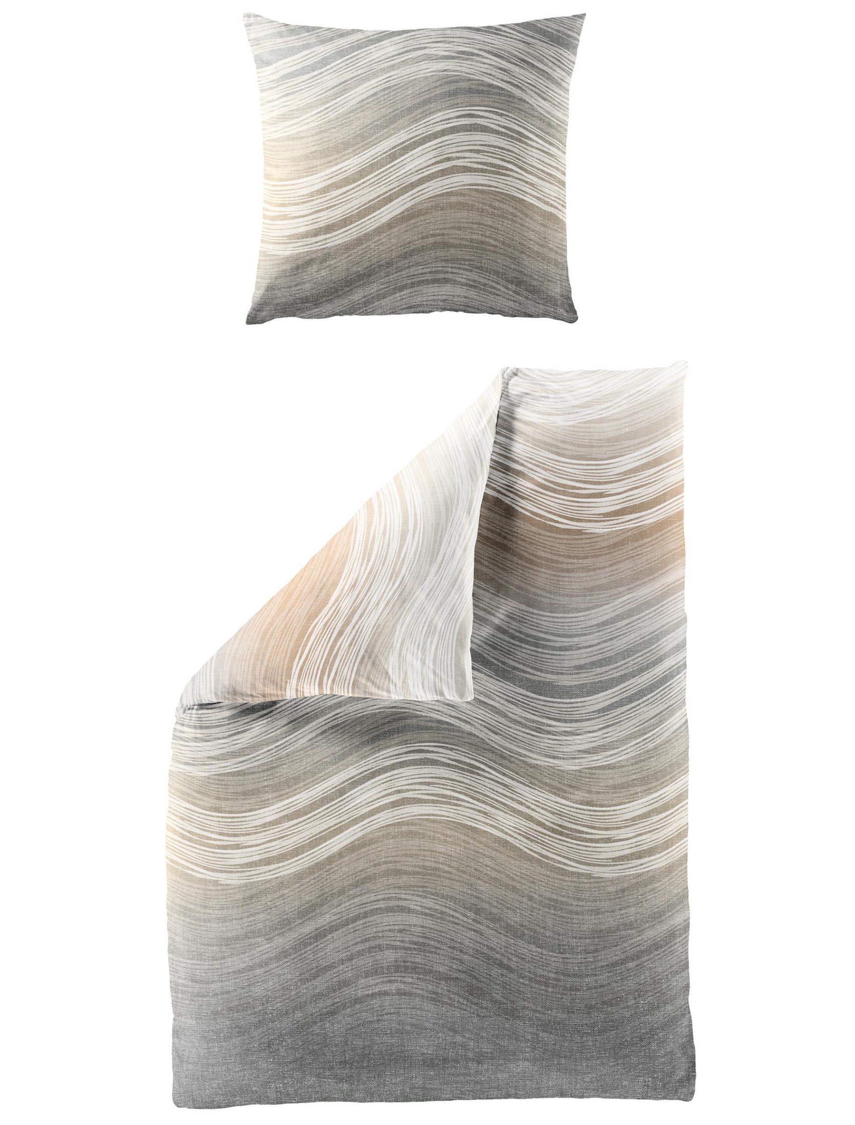Bierbaum Mako Satin Bettwäsche Baumwolle Beige 135x200 80x80 cm