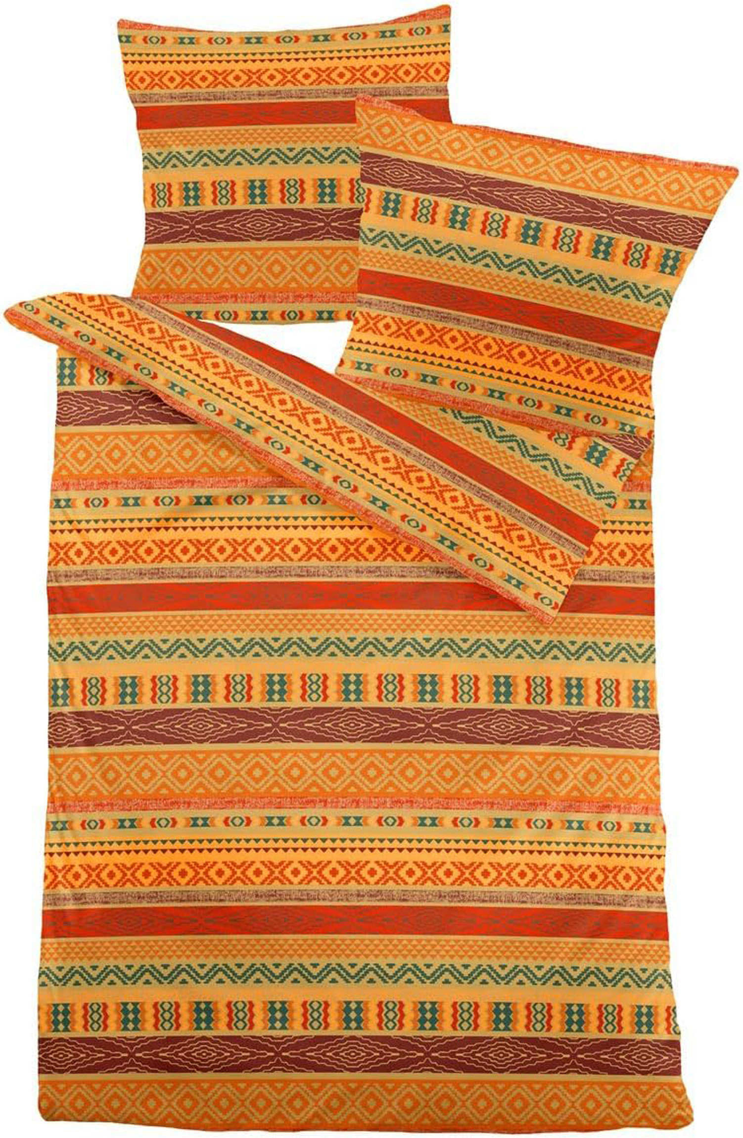 Dormisette Fein Biber Bettwäsche Orange 155x220 80x80 cm 