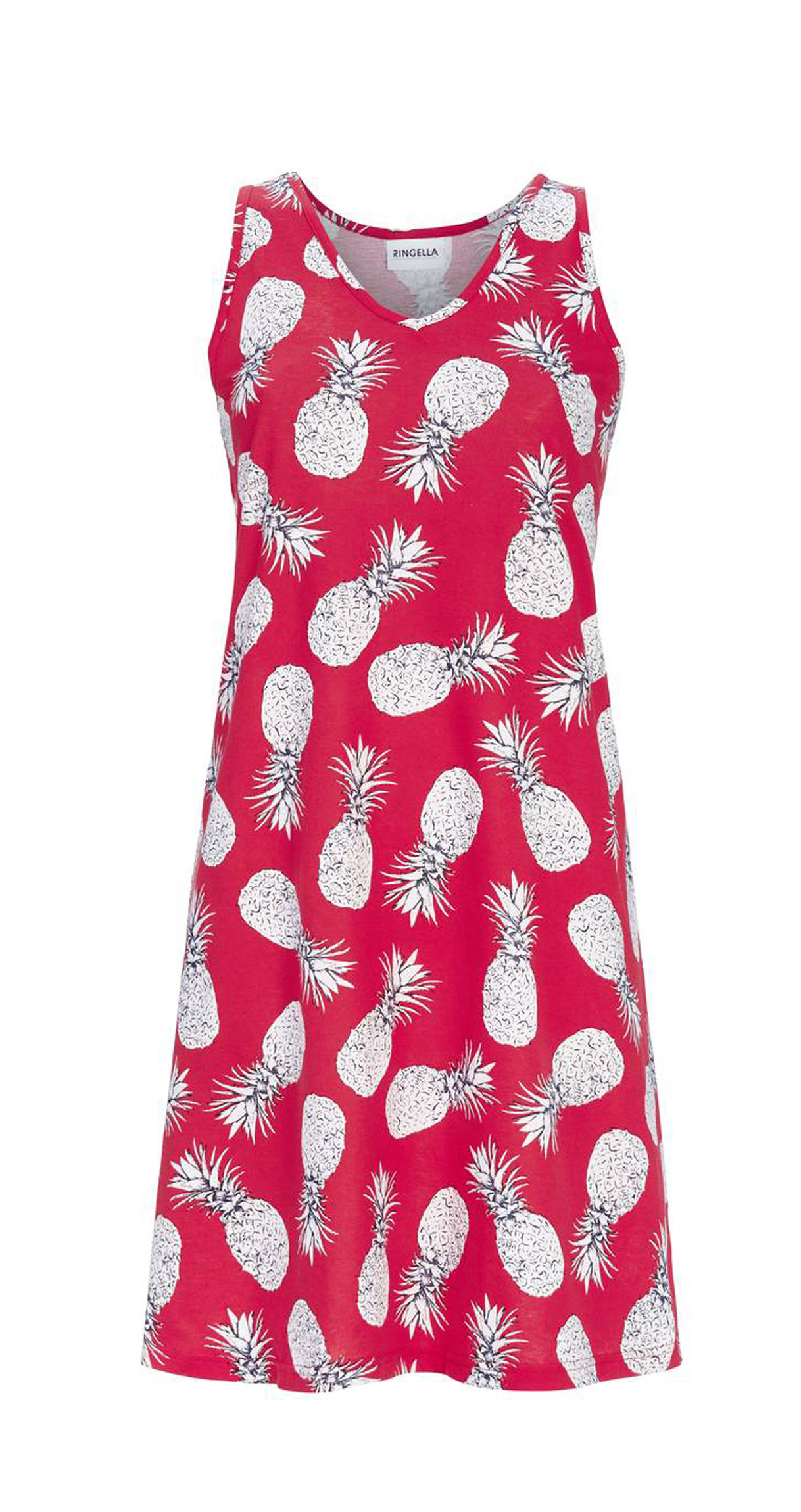 Ringella Damen Nachthemd Kurzarm 4211001 Rot Ananas Gr. 38 S Muster