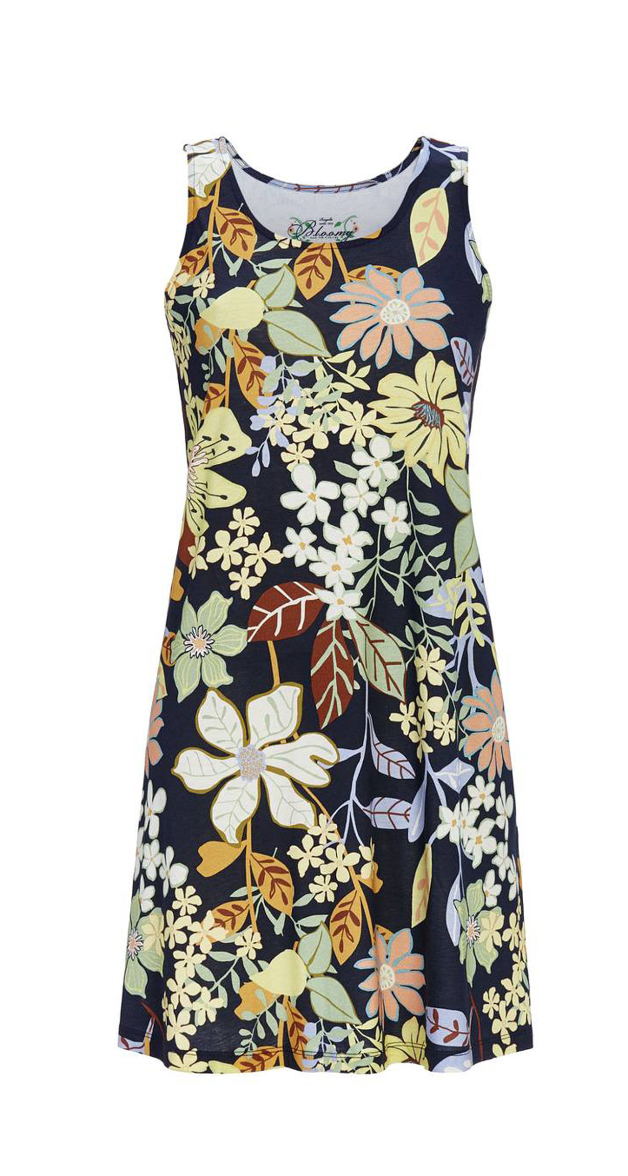 Ringella Bloomy Damen Nachthemd ohne Arm Dark Navy Baumwolle Modal