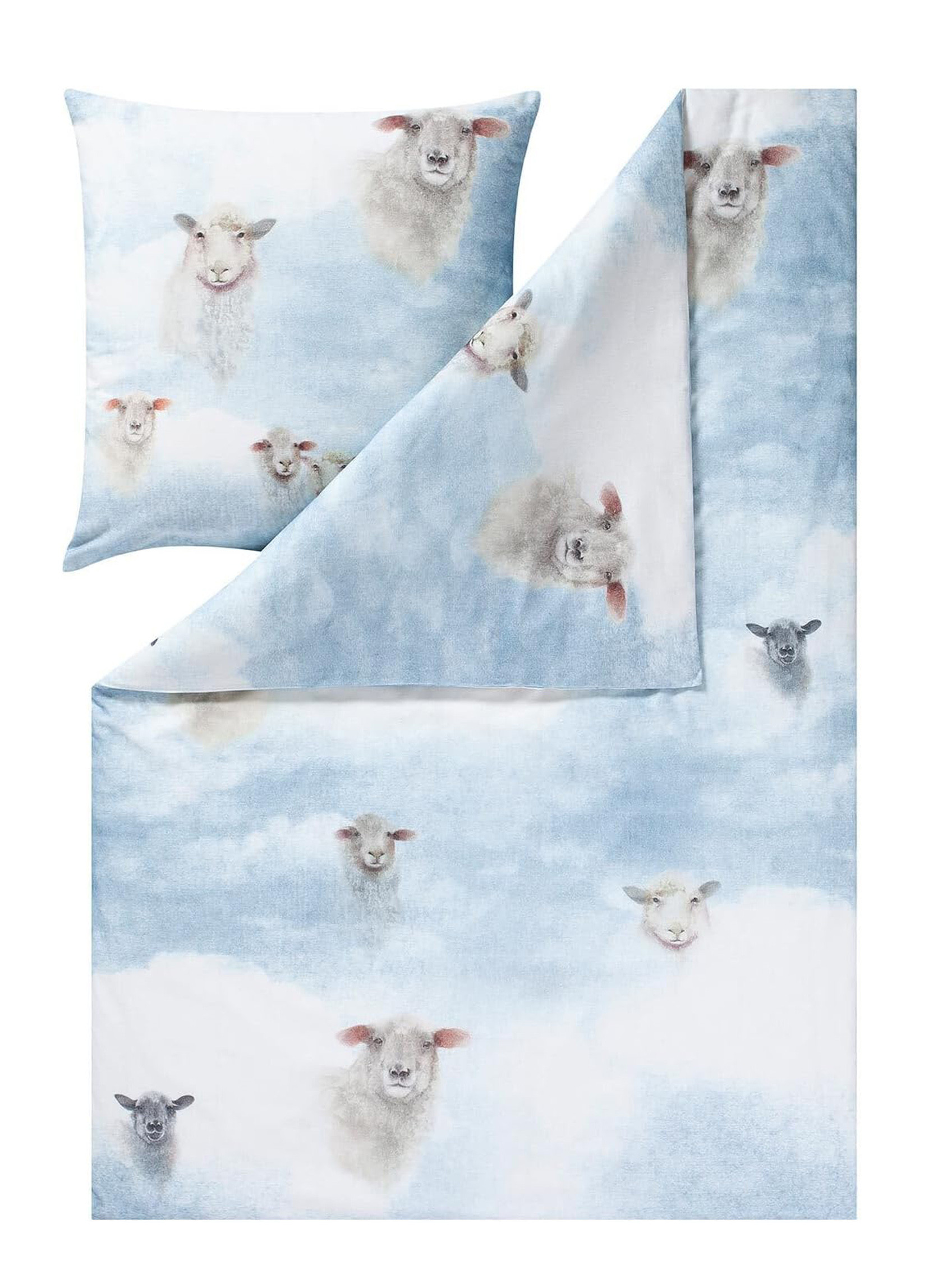 Estella Kuschel-Flanell Bettwäsche Wilson Wolken Schaf 135x200 + 80x80 cm