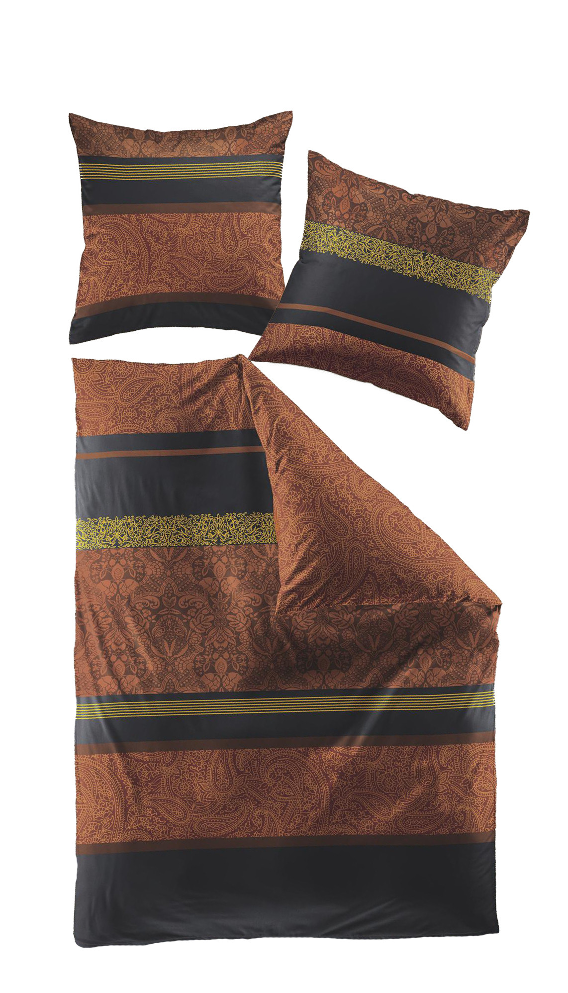 Bierbaum Mako Satin Bettwäsche Baumwolle 135x200 80x80 cm Trüffel Schiefer