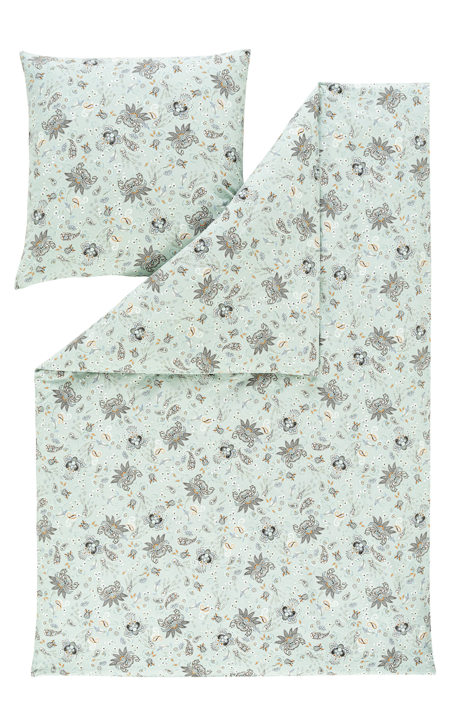 Estella Samt u Seide Flanell Bettwäsche Novara Mint 135x200 oder 155x220 cm