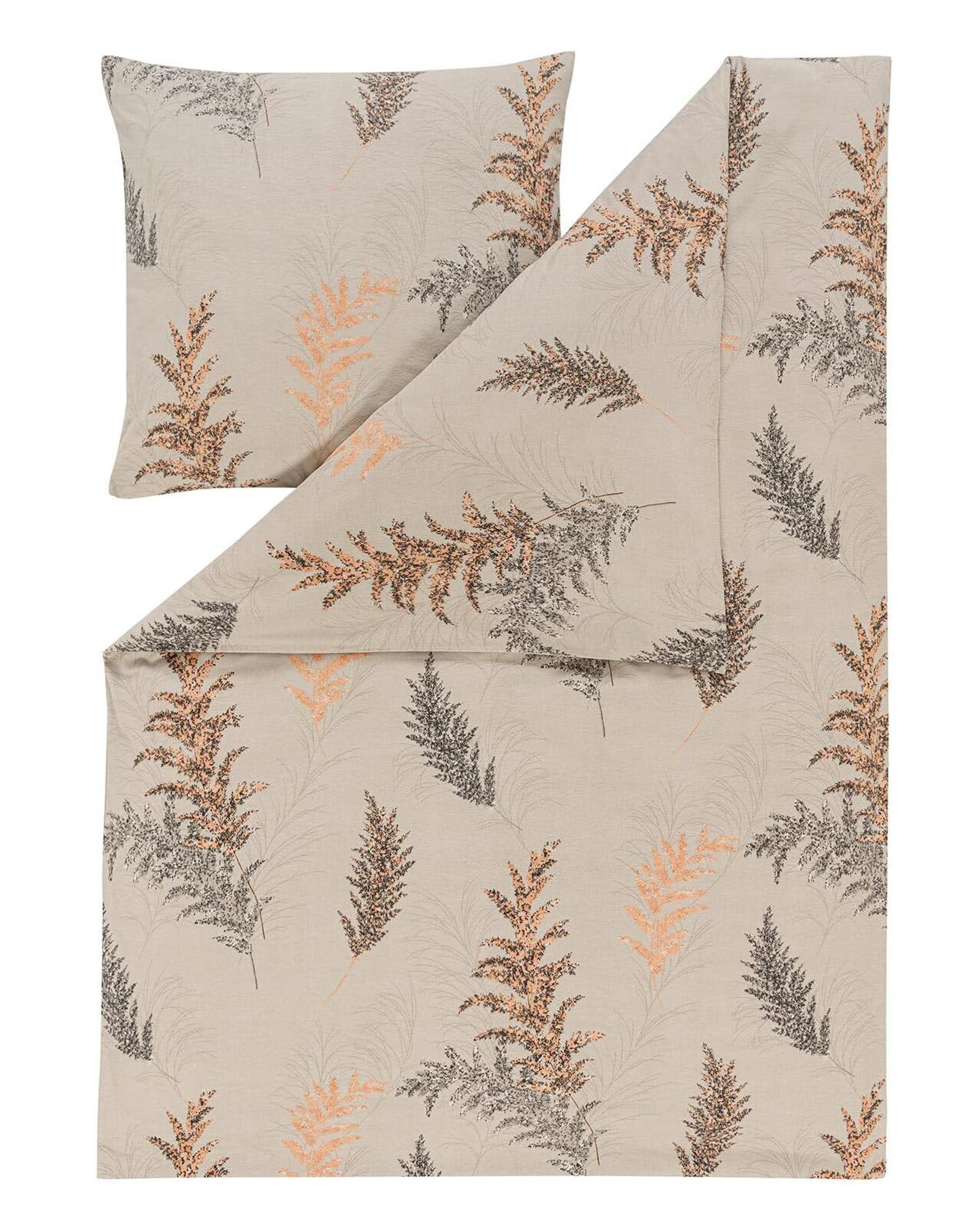 Estella Samt u. Seide Flanell Bettwäsche Bormio in Natur 155x220 + 80x80 cm
