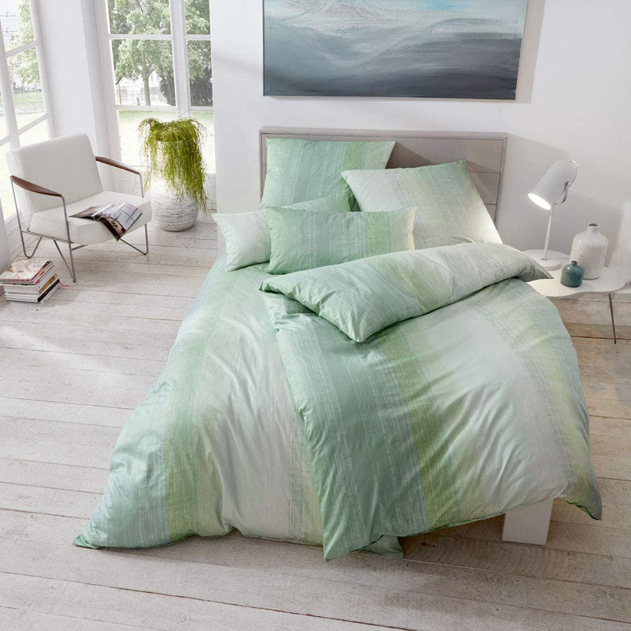 Estella Interlock Mako Jersey Bettwäsche in Mint 135x200 80x80 cm