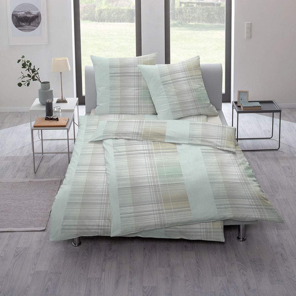 Estella Interlock Mako Jersey Bettwäsche in mint 155x220 80x80 cm 