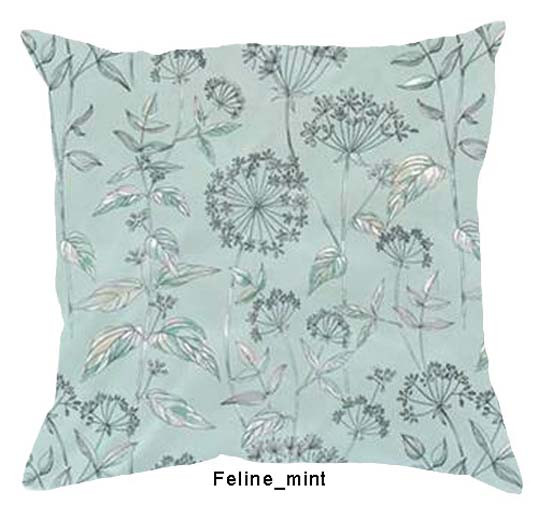 Estella Mako Satin Zusatz Kissenbezug Feline in Mint 40x40 cm