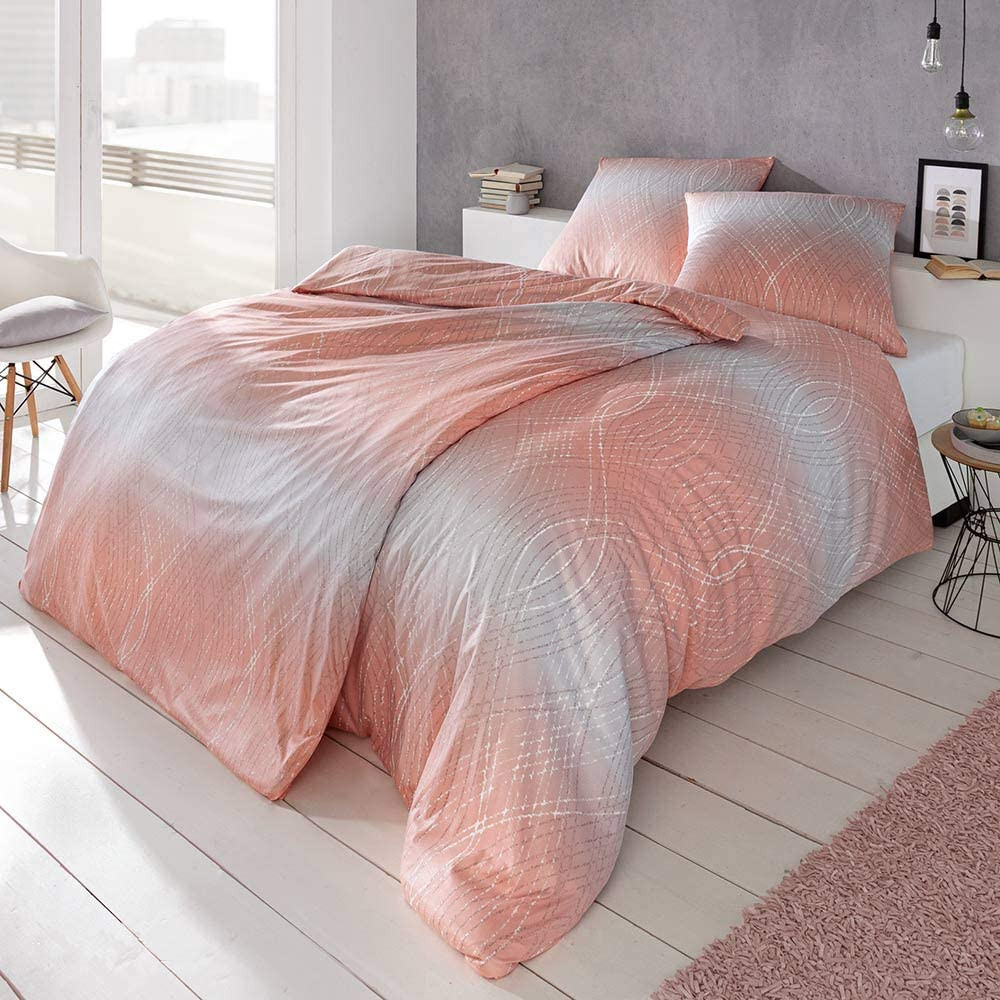 Estella Interlock Mako Jersey Bettwäsche Neo in koralle 155x220 80x80 cm 