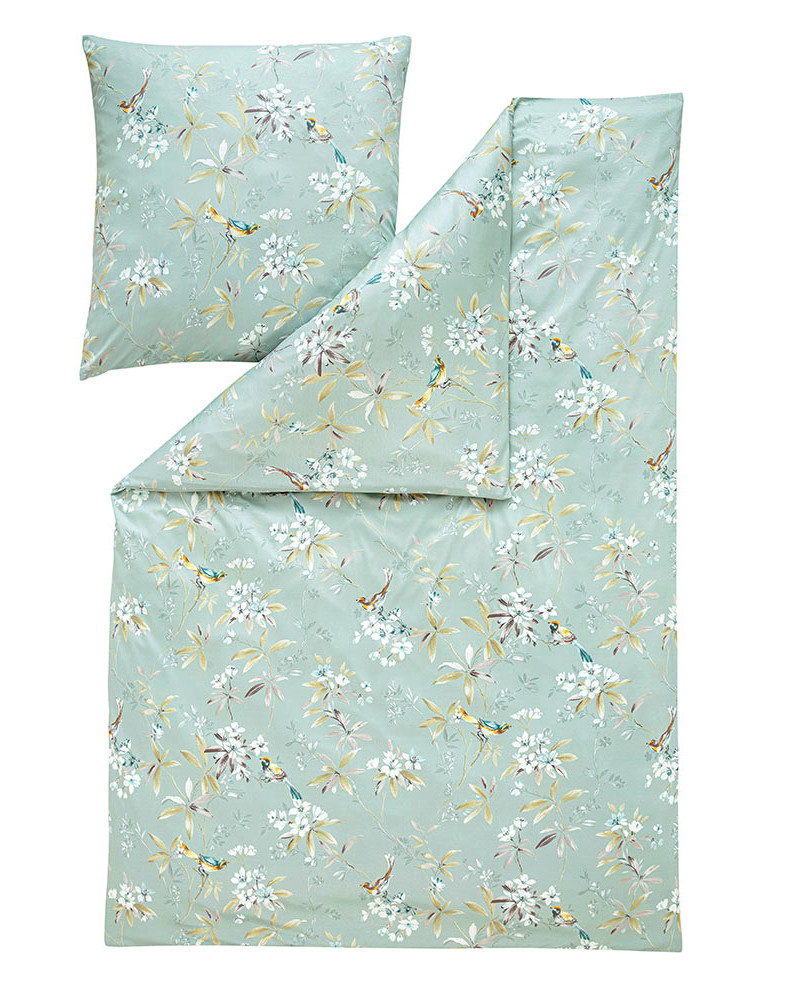 Estella Interlock Mako Jersey Bettwäsche Minou in Salbei 155x220 80x80 cm