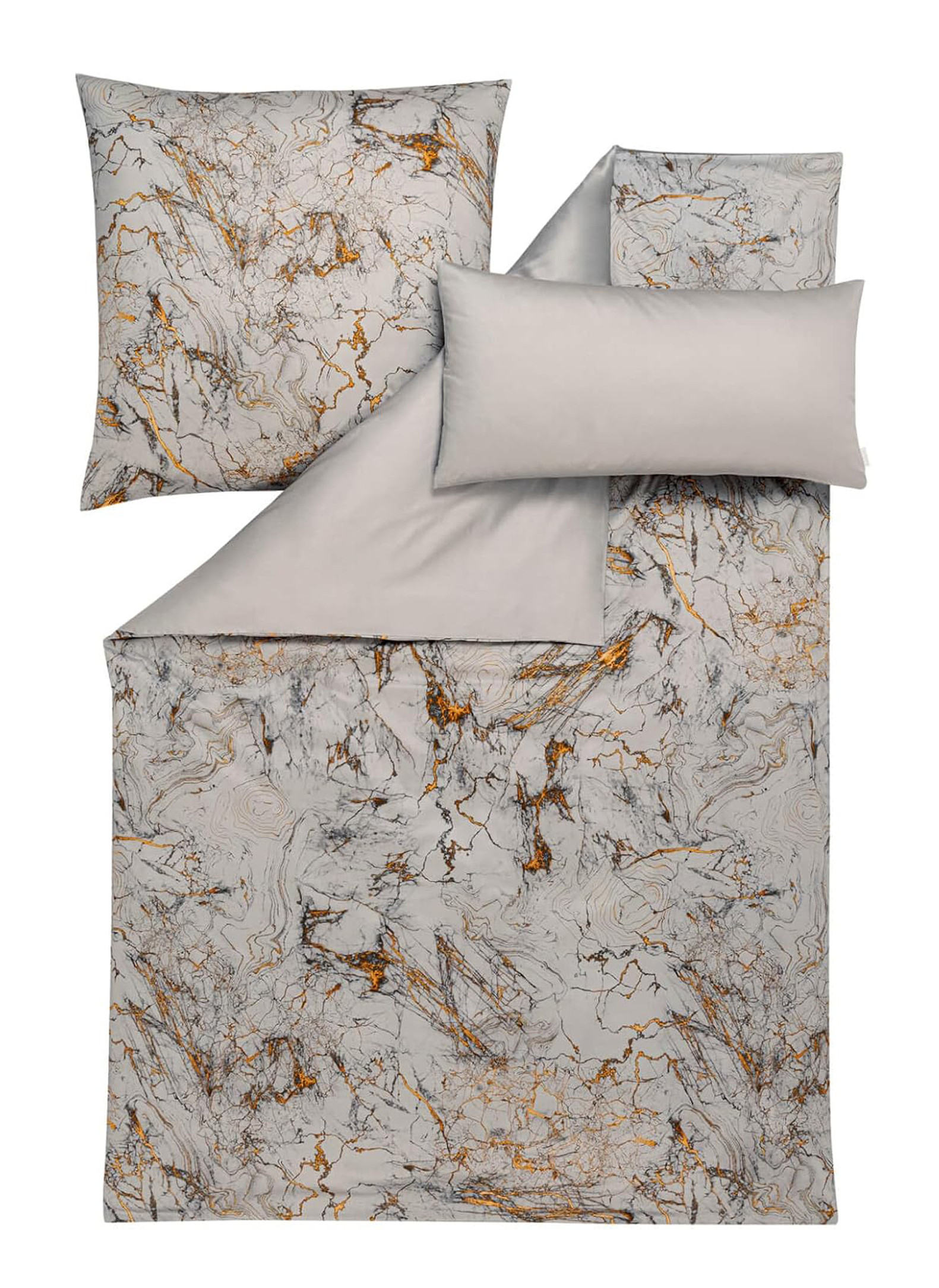 Estella Mako Satin Bettwäsche Raphael 135x200 80x80 40x80 cm in silber