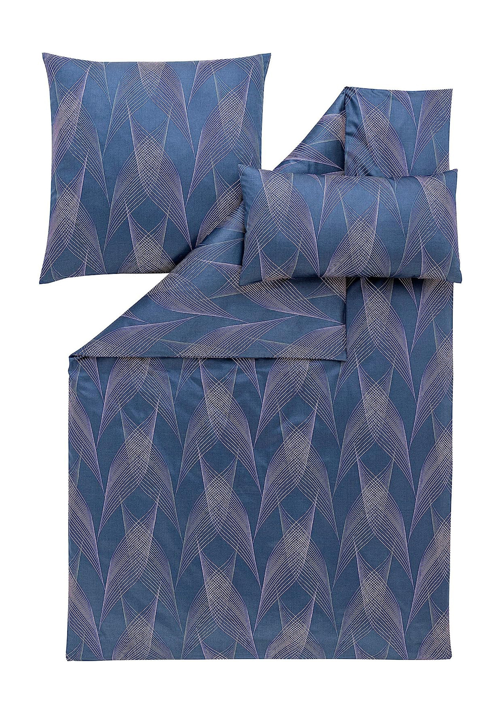 Estella Mako Satin Bettwäsche Timur in Blau 135x200 80x80 40x80 cm