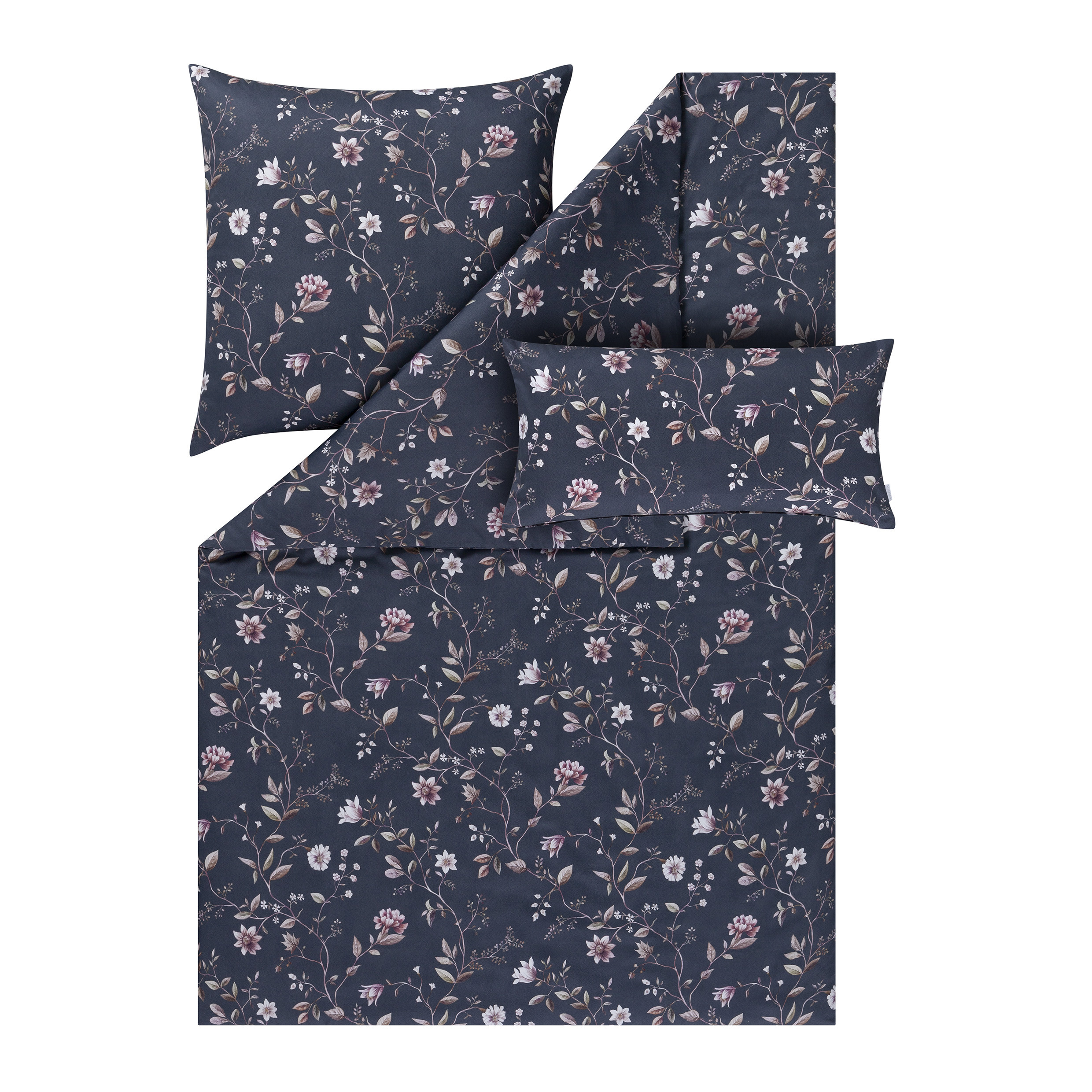 Estella Mako Satin Bettwäsche Linda 135x200 80x80 40x80 cm in indigo