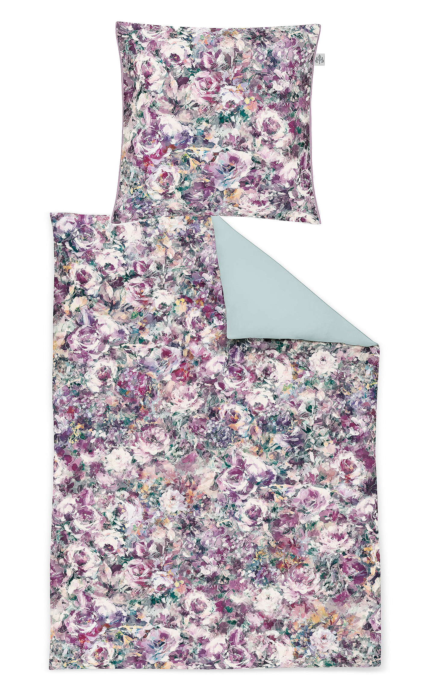 Irisette Mako Satin Bettwäsche Wendeoptik violett grün 135x200 155x220 + 80x80 cm