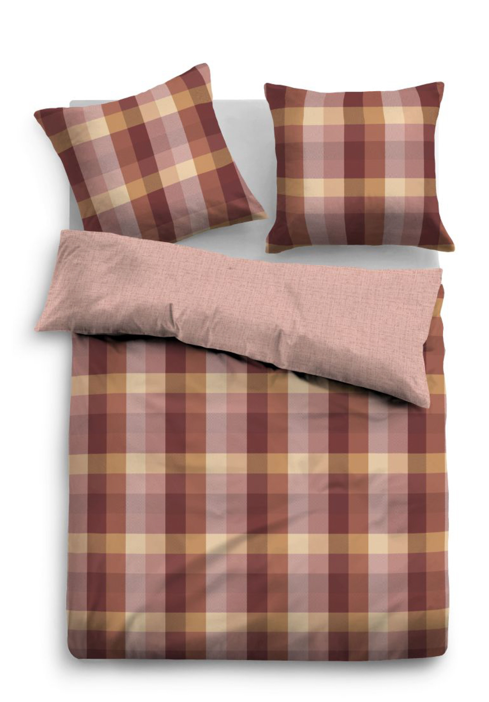 Tom Tailor Flanell  Biber Bettwäsche 200x200 + 2x 80x80 cm in Lachs