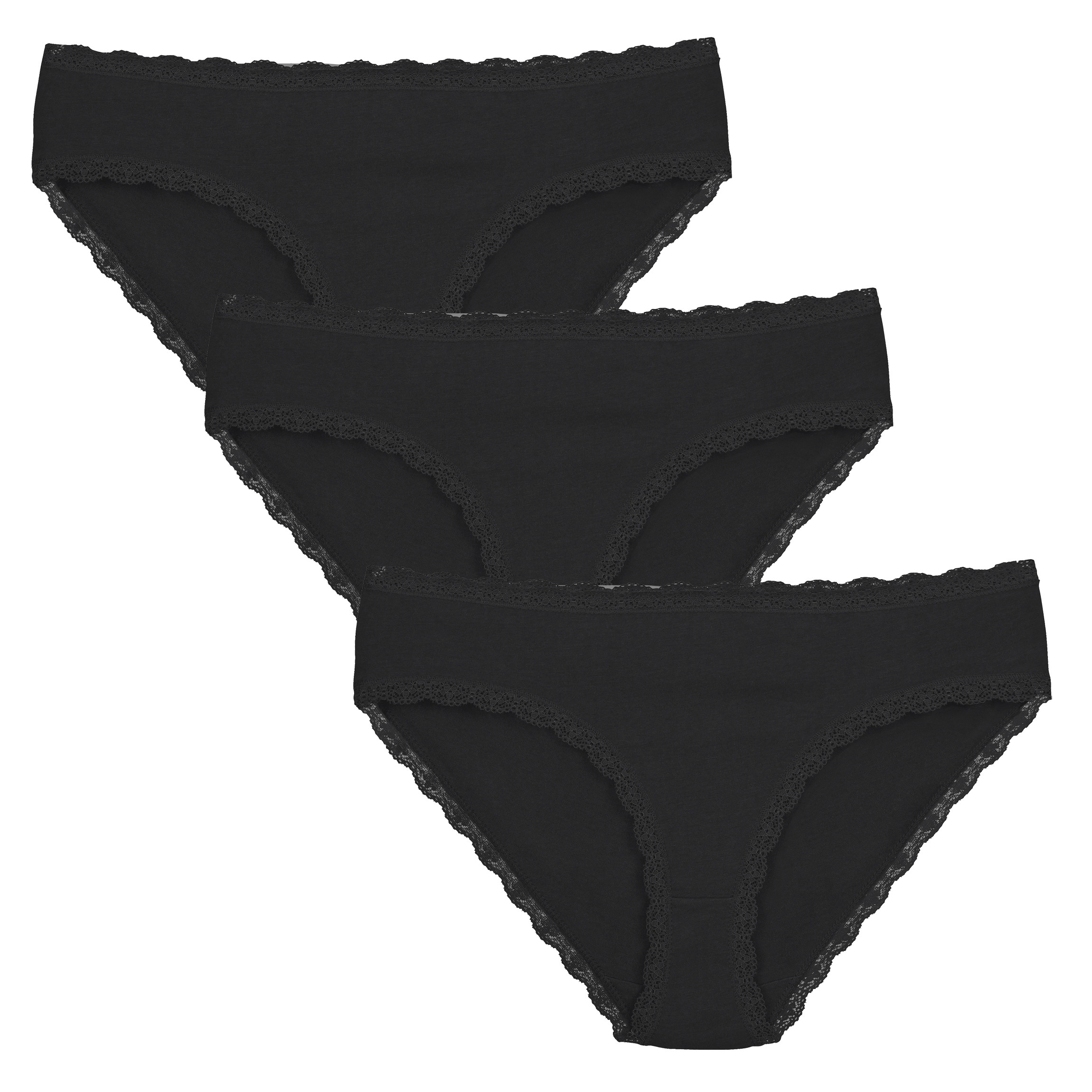 Damen Slips Alessia 100% Baumwolle 3er-Set Schwarz