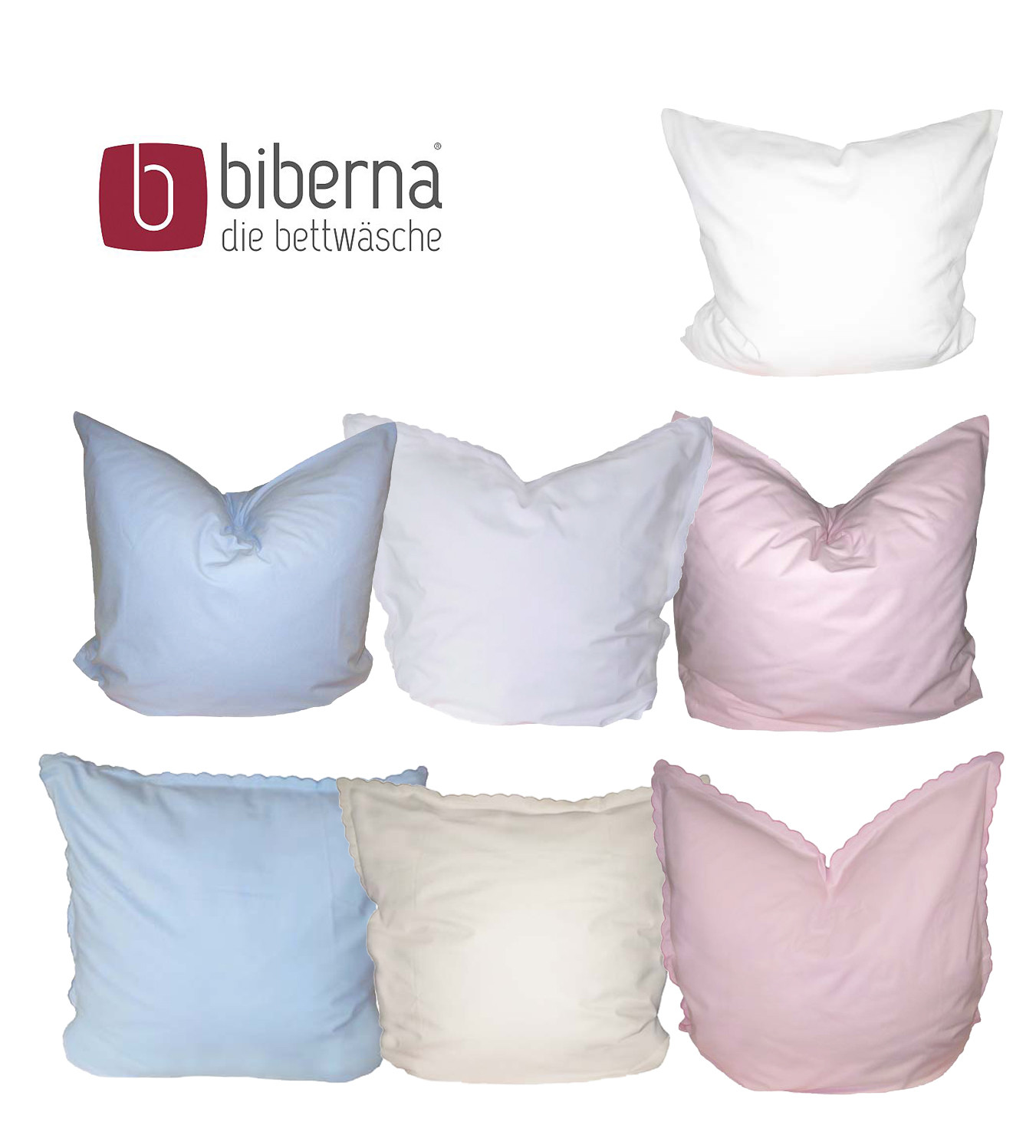 Biberna Biber / Linon Kissenbezug 80x80 cm in weiß, rosa, creme, hellblau