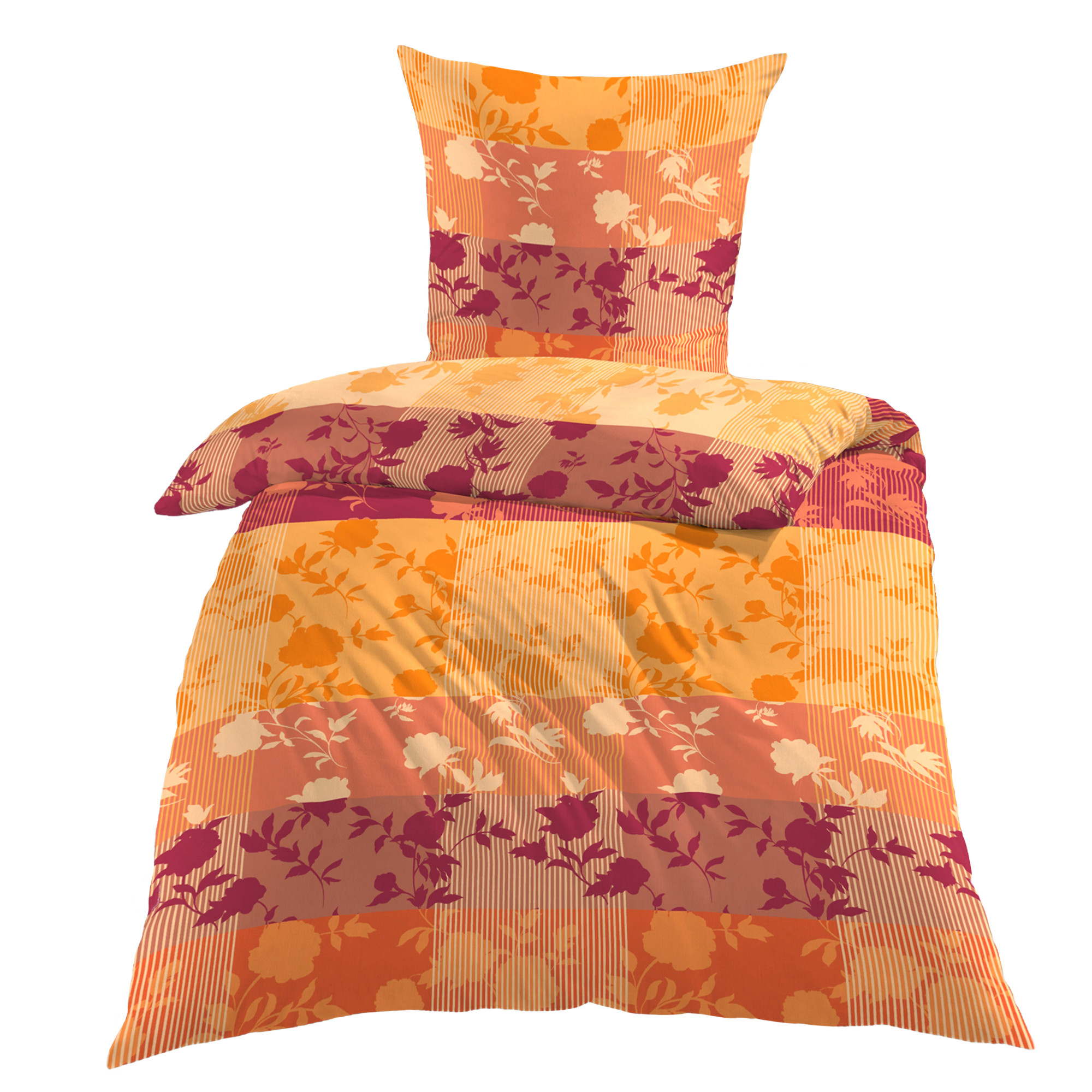 Kinzler Baumwoll Satin Bettwäsche Dominique135x200+ 80x80 cm Orange