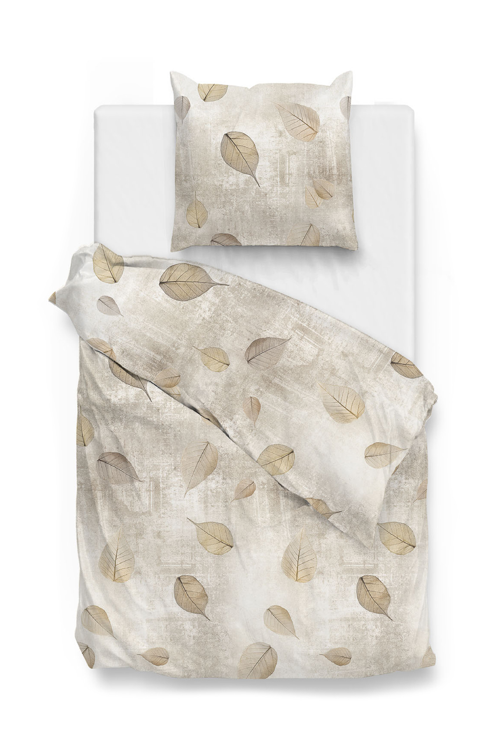 ZoHome Renforce Bettwäsche Gebo Ginko 100% Baumwolle 135x200 + 80x80 cm in Natur