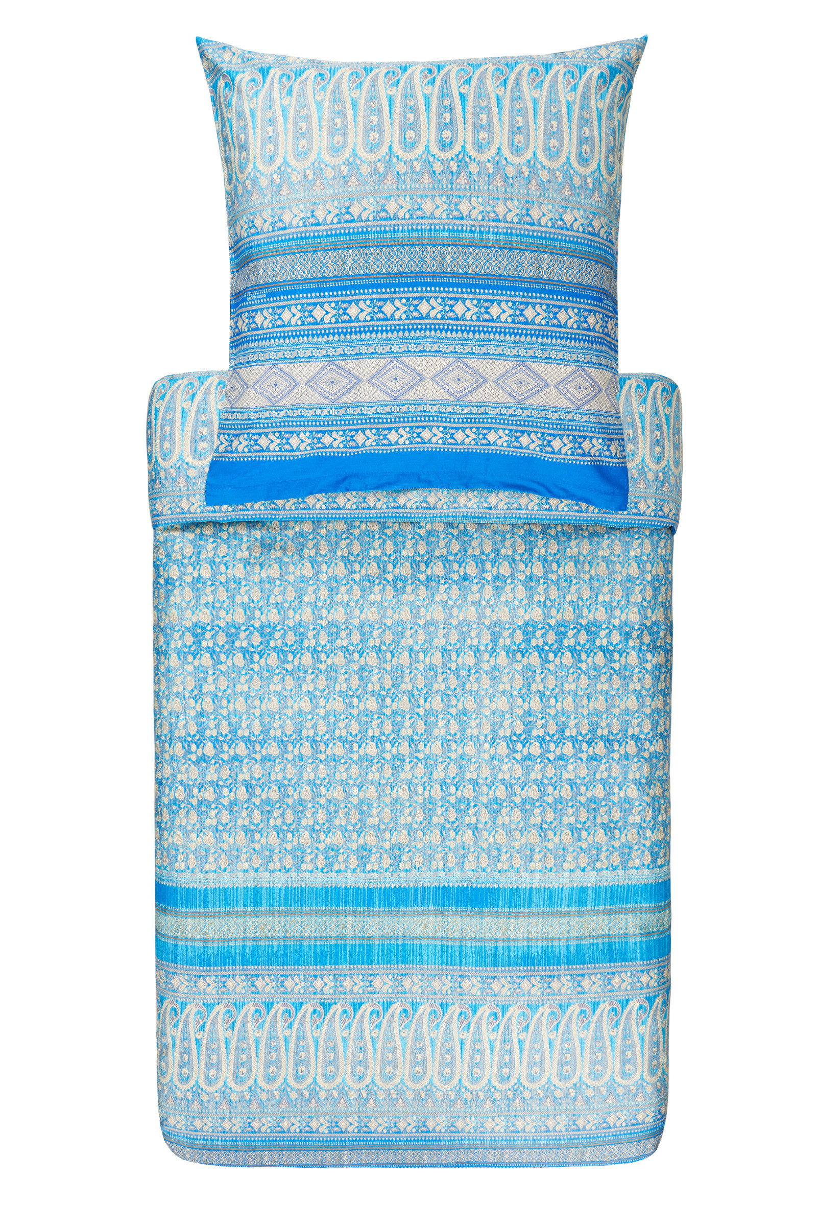 Bassetti Mako Satin Bettwäsche Ducale C1 Türkis Blau-135x200 + 80x80 cm