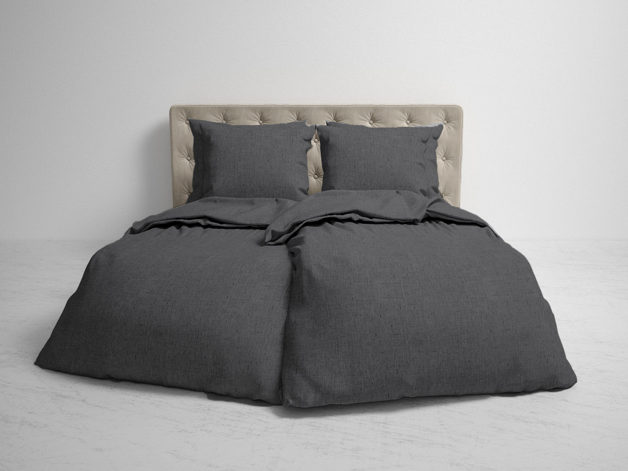 HnL Flanell Bettwäsche Uni Melange 135x200 155x220 cm Frost Grau