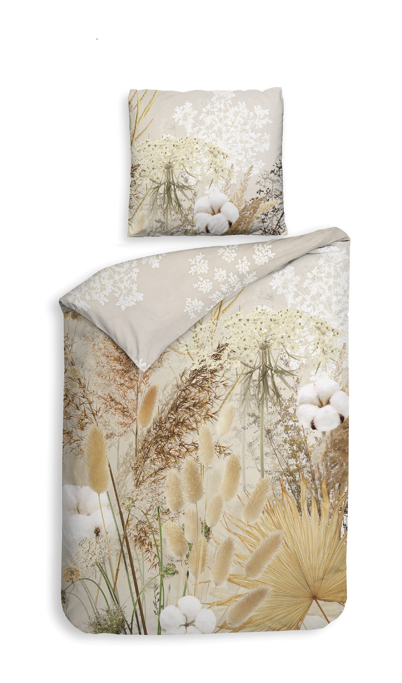 Heckett Lane Mako Satin Bettwäsche Balko 135x200 oder 155x220 cm Natur  Gräser