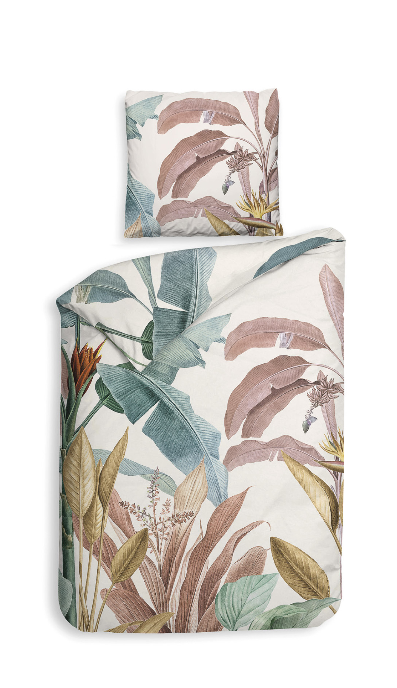 Heckett Lane Mako Satin Bettwäsche Boton Blätter 135x200 oder 155x220 cm Mehrfarbig