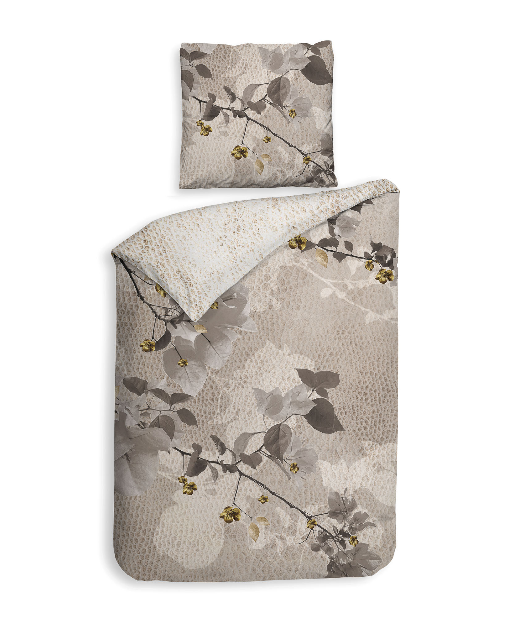 Heckett Lane Mako Satin Bettwäsche Dax 135x200 oder 155x220 cm Natur Taupe