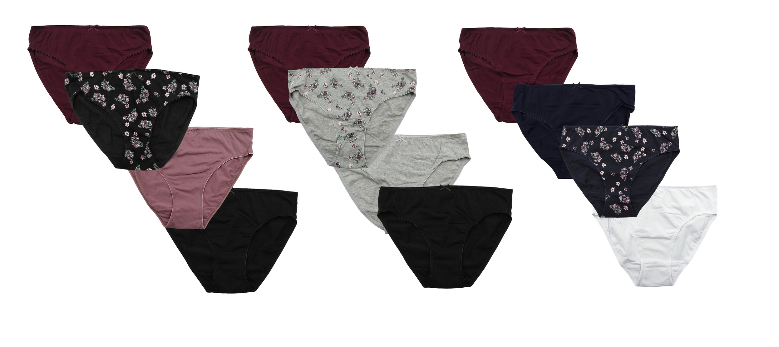 Linda Loom Damen 4-er Set Slip Lana S M L 36 38 40 42 44 46 Blümchen Baumwolle Elasthan