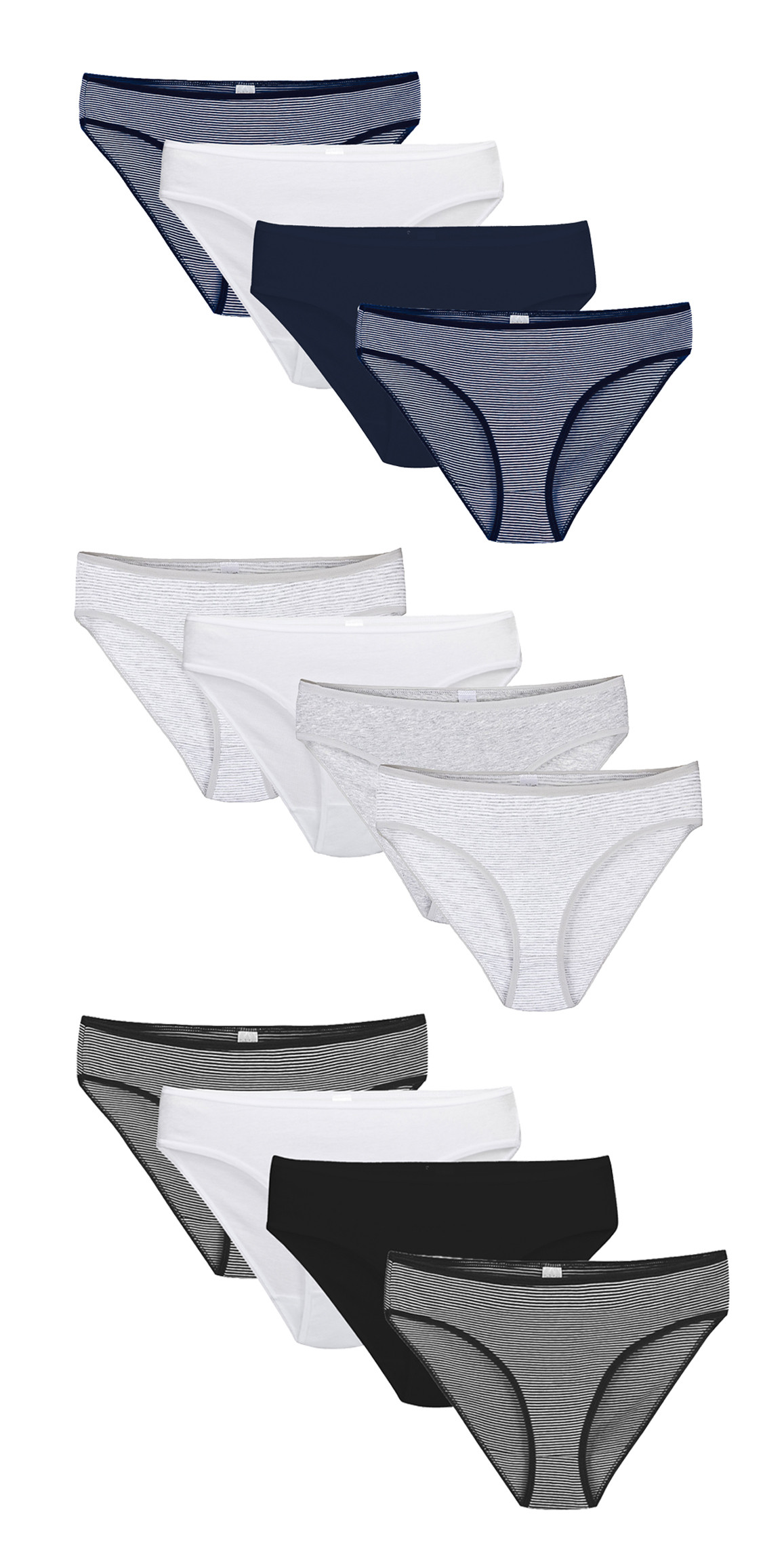 Linda Loom Damen 4-er Set Slip S M L 36 38 40 42 44 46 100% Baumwolle Streifen Uni